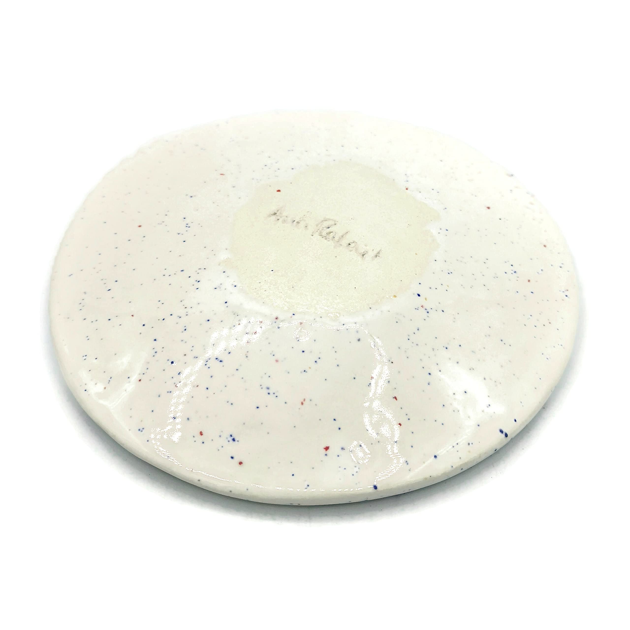 Handmade Ceramic Soap Dish with Drain Hole - Round Bathroom Organizer for Bar Soap | Perfect for Sink Countertops, Showers & Vanity Decor