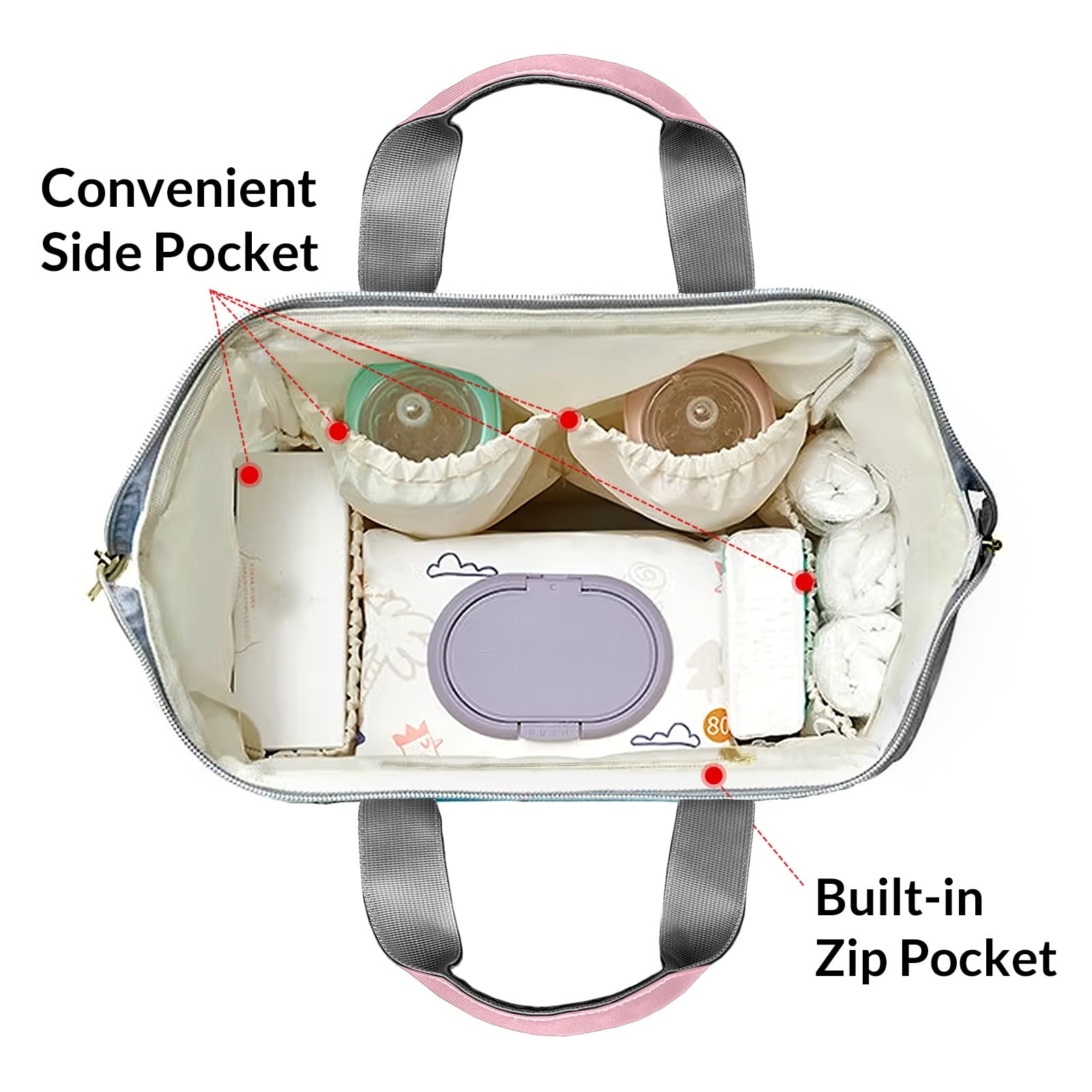 Large Capacity Custom Diaper Bag with Name - Multifunctional Personalized Baby Backpack for Girls & Boys | Waterproof Fashion Shoulder Bag & Travel Daypack for Moms | Perfect for Nursery, Daycare, Shopping & Family Outings