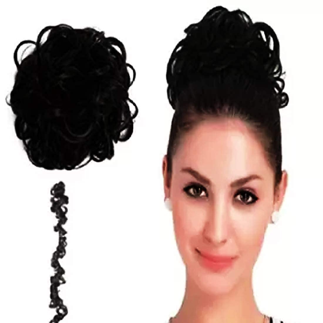 OAHU Frill Hair Extensions for Ponytail & Bun - Clip-in Ponytail Hair Extensions (Black) - 1 Pack | Perfect for Parties, Weddings & Everyday Styling