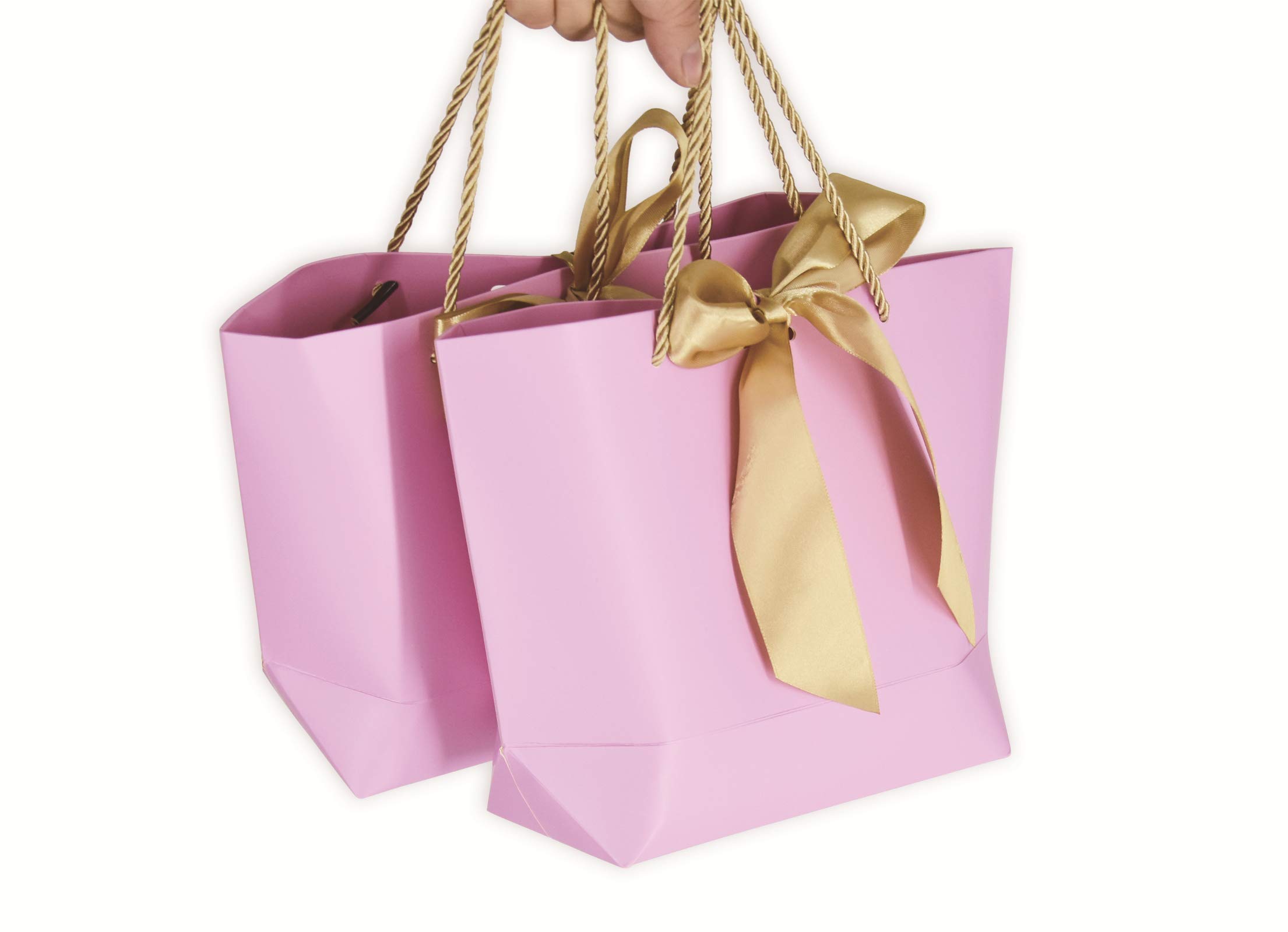 HUAPRINT 12-Pack Pink Gift Bags with Handles & Bow Ribbons - Elegant Party Favor Bags for Birthday, Wedding, Bridesmaid, Holiday & Valentine's Day - Perfect for Gift Wrapping, Party Decorations & Special Occasions