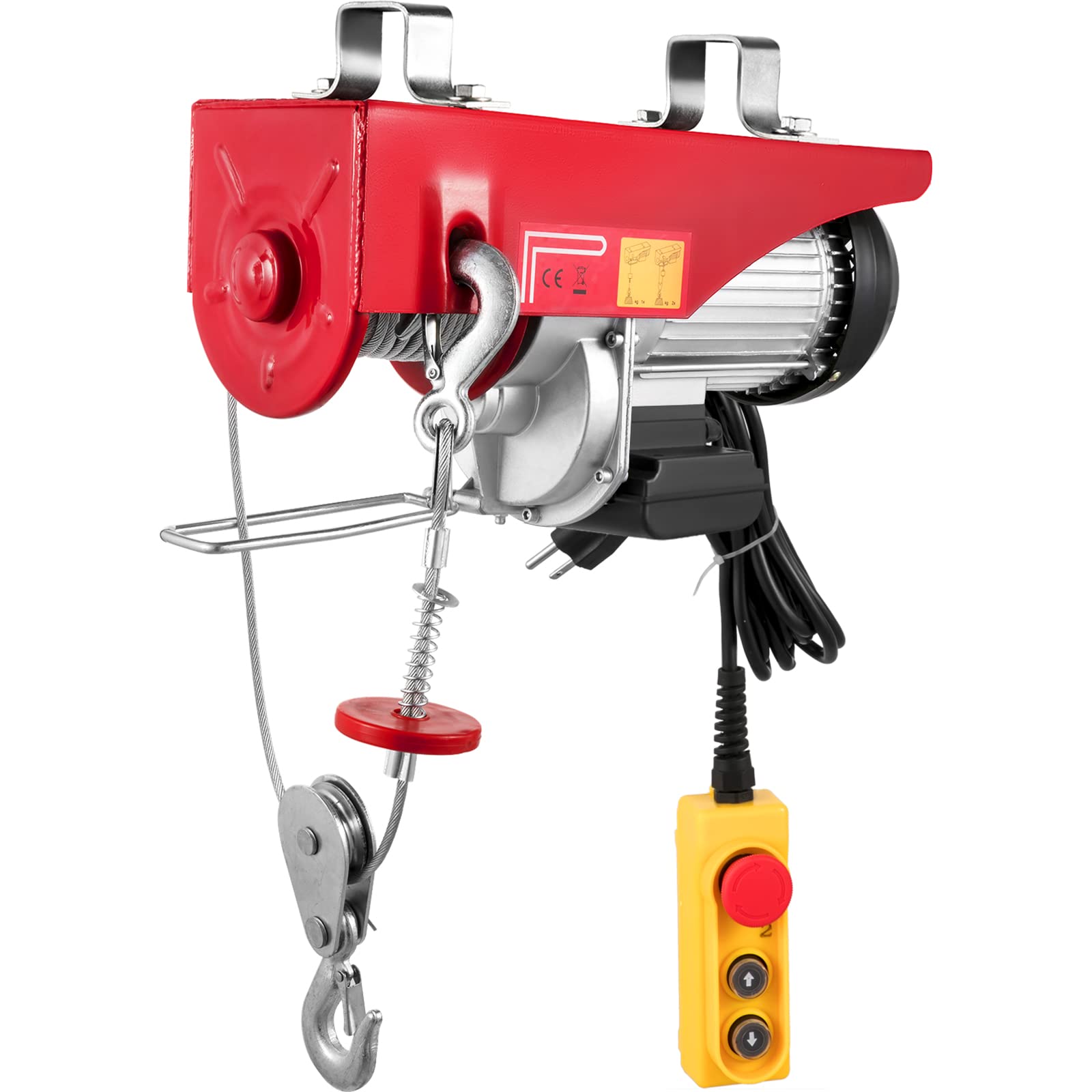 VEVOR 2200LBS Electric Hoist Winch - 110V Steel Lift with Remote Control & Single/Double Slings - Heavy Duty for Factory, Warehouse, Construction, Mining - Perfect for Lifting Equipment, Materials, and Machinery