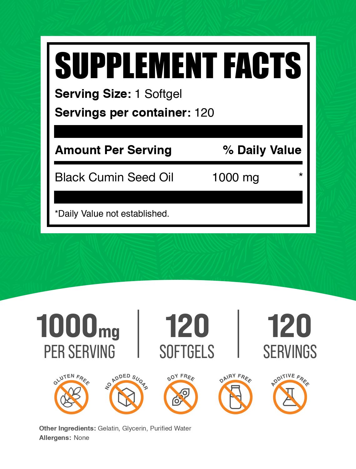 Premium Black Cumin Seed Oil Softgels - Cold Pressed Nigella Sativa Supplement for Immune Support & Wellness - Perfect for Daily Health Routine & Natural Remedies
