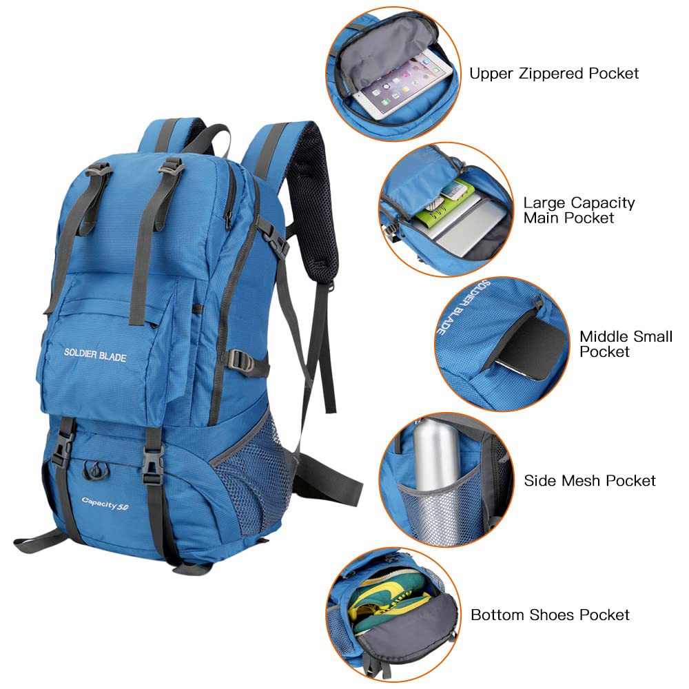 50L Waterproof Mountaineering Backpack - Large Capacity Outdoor Hiking Backpack for Men & Women - Breathable Cycling, Running, Jogging, Travel Daypack - Perfect for Camping, Trekking & Adventure Sports