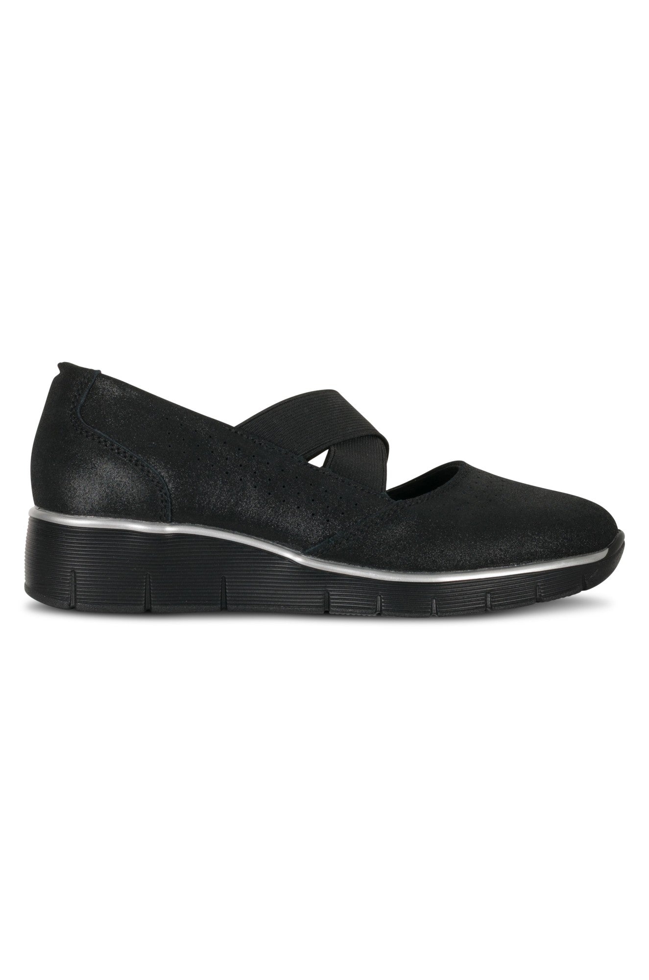 CASIE B1 Slip-On Shoes for Women - Black Shimmer | Comfortable & Stylish Loafers for Work, Travel & Everyday Wear