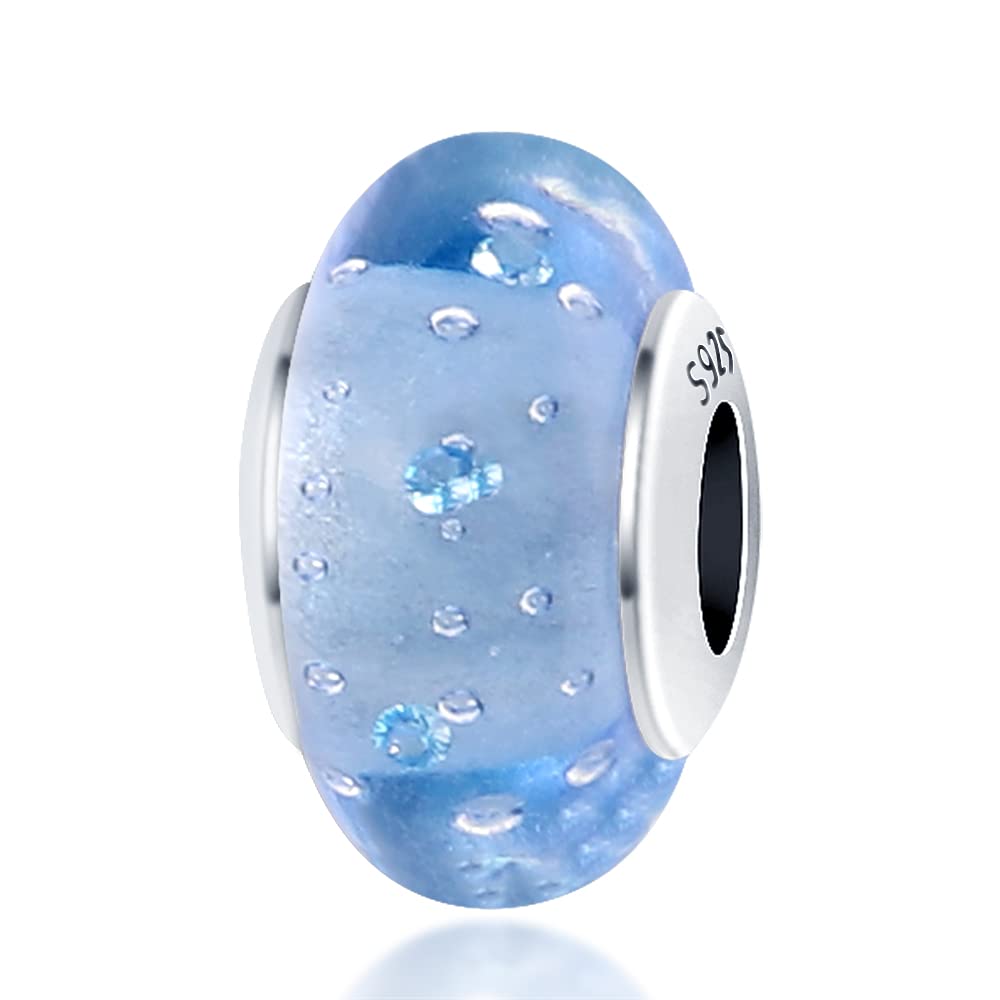 Pandach Murano Glass Charm - 925 Sterling Silver Flower Charm Bead for Bracelet & Necklace | Elegant Jewelry Gift for Women, Perfect for Parties & Special Occasions