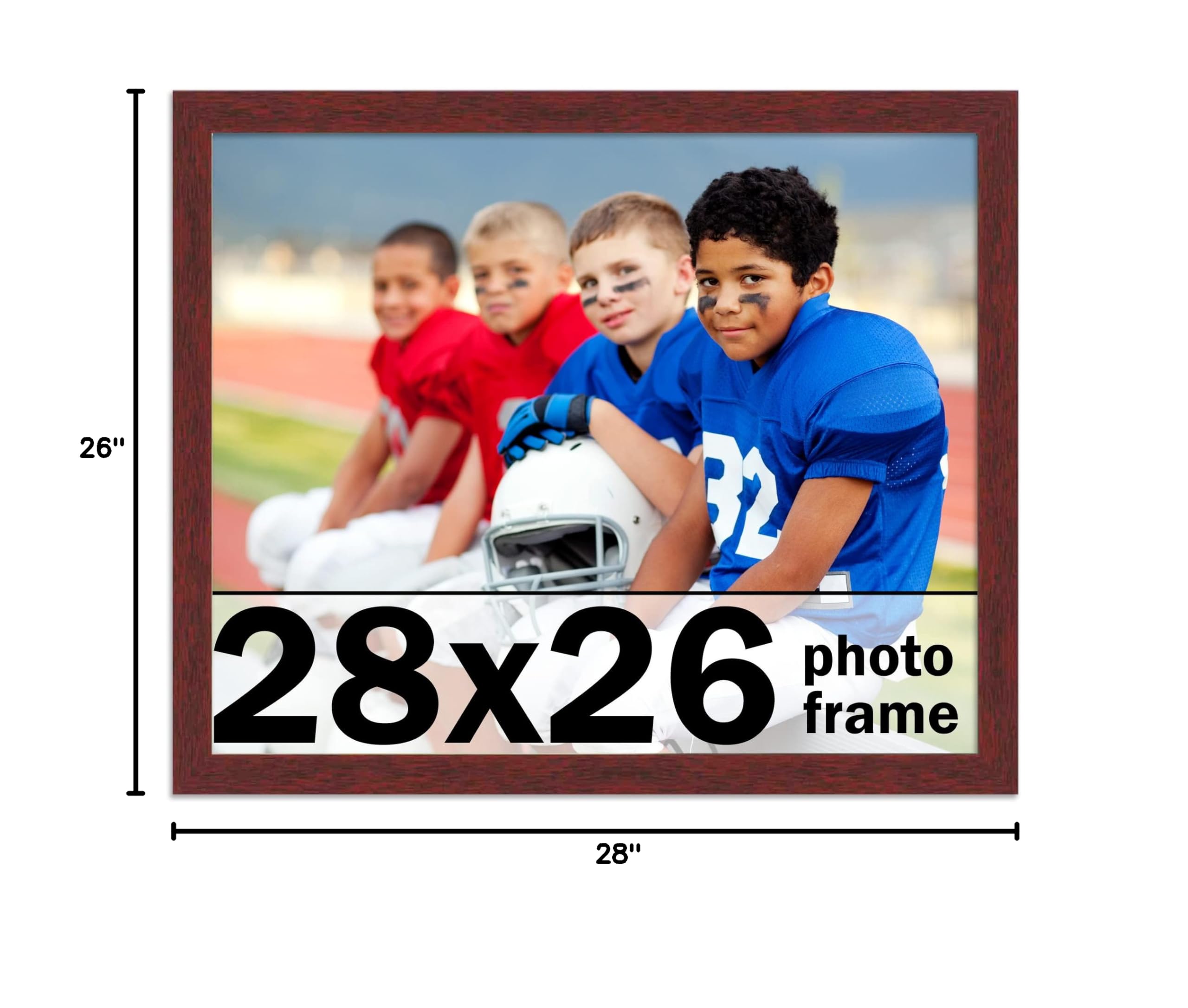 CountryArtHouse 28x26 Inch Solid Mahogany Wood Picture Frame with UV Acrylic Plexiglass, Acid-Free Foam Backing & Hanging Hardware - Premium Brown Wooden Photo Frame for Wall Display, Artwork, Family Photos & Home Decor