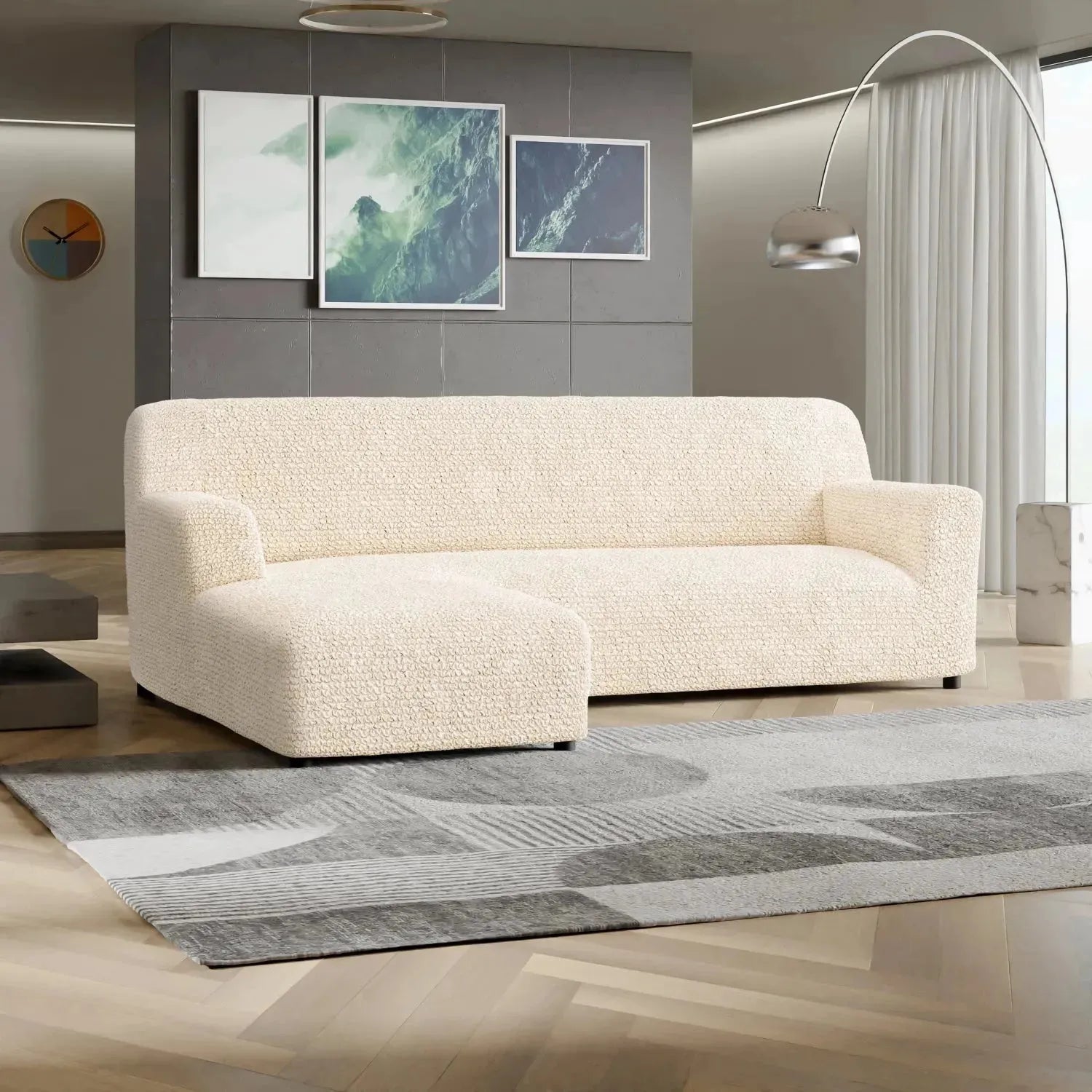 L-Shaped Sofa Slipcover with Left Chaise - Soft Microfiber Stretchable Couch Cover - Perfect for Living Room, Sectional Sofa Protection & Home Decor Upgrade