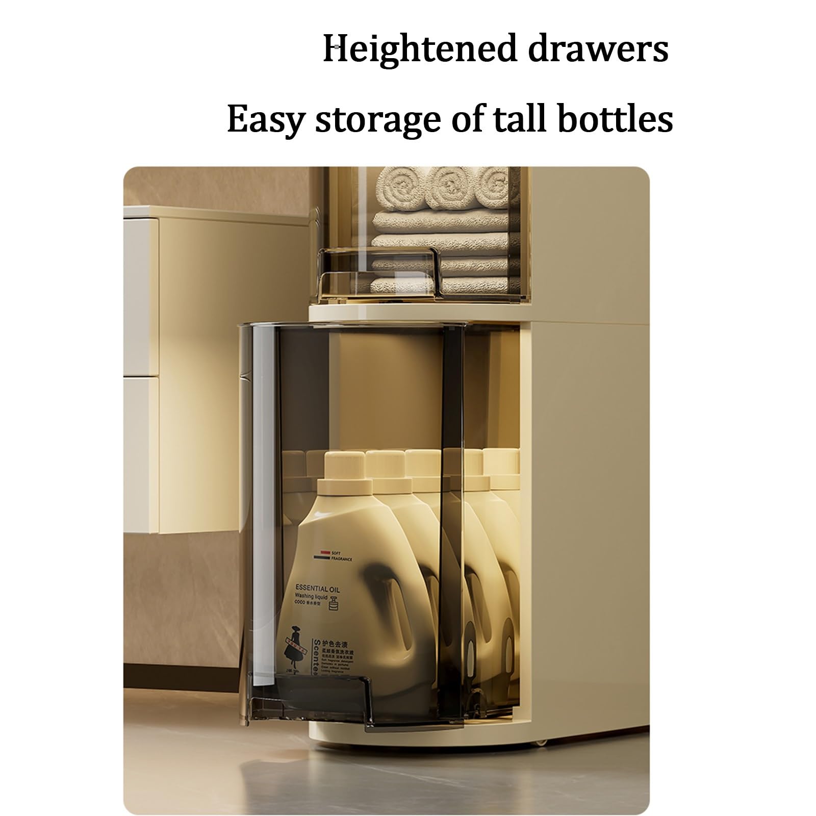 Narrow Bathroom Storage Cabinet on Wheels with Drawers - Plastic Rolling Side Cabinet for Small Spaces, Heavy Duty Floor Organizer | Perfect for Bathroom, Kitchen, Laundry Room & Closet Organization