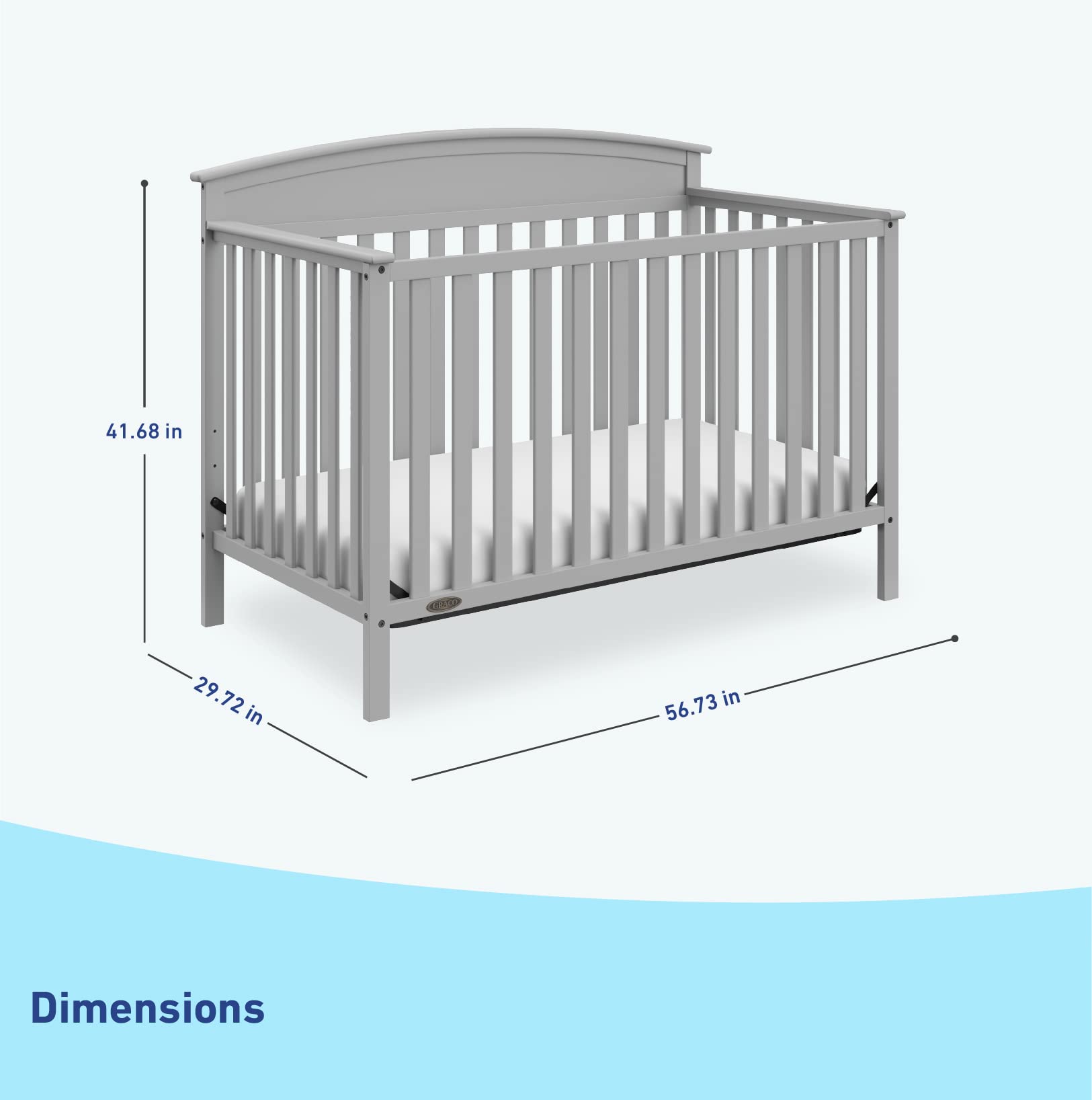 Graco Benton 5-in-1 Convertible Baby Crib in Pebble Gray – GREENGUARD Gold Certified, Converts to Toddler Bed, Daybed & Full Size Bed, Fits Standard Crib Mattress – Perfect for Nursery, Kids Room & Growing Families