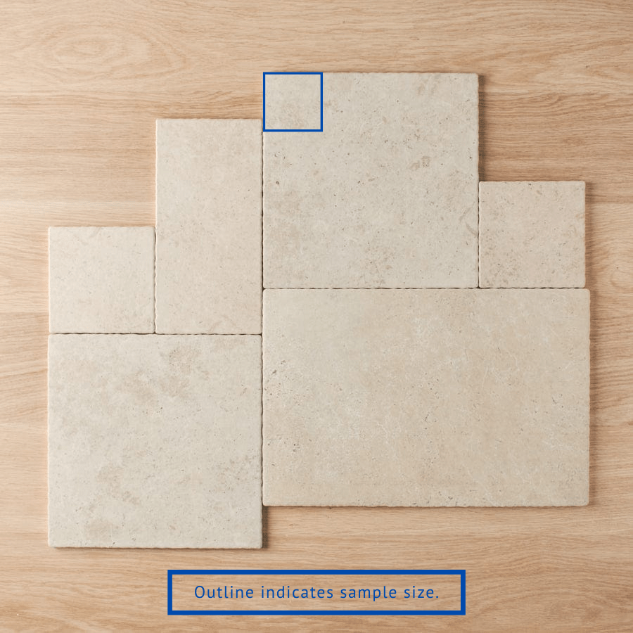 Seaforth French Pattern Travertine Look Beige Matte Tile Sample - Perfect for Bathroom, Kitchen & Flooring Renovations