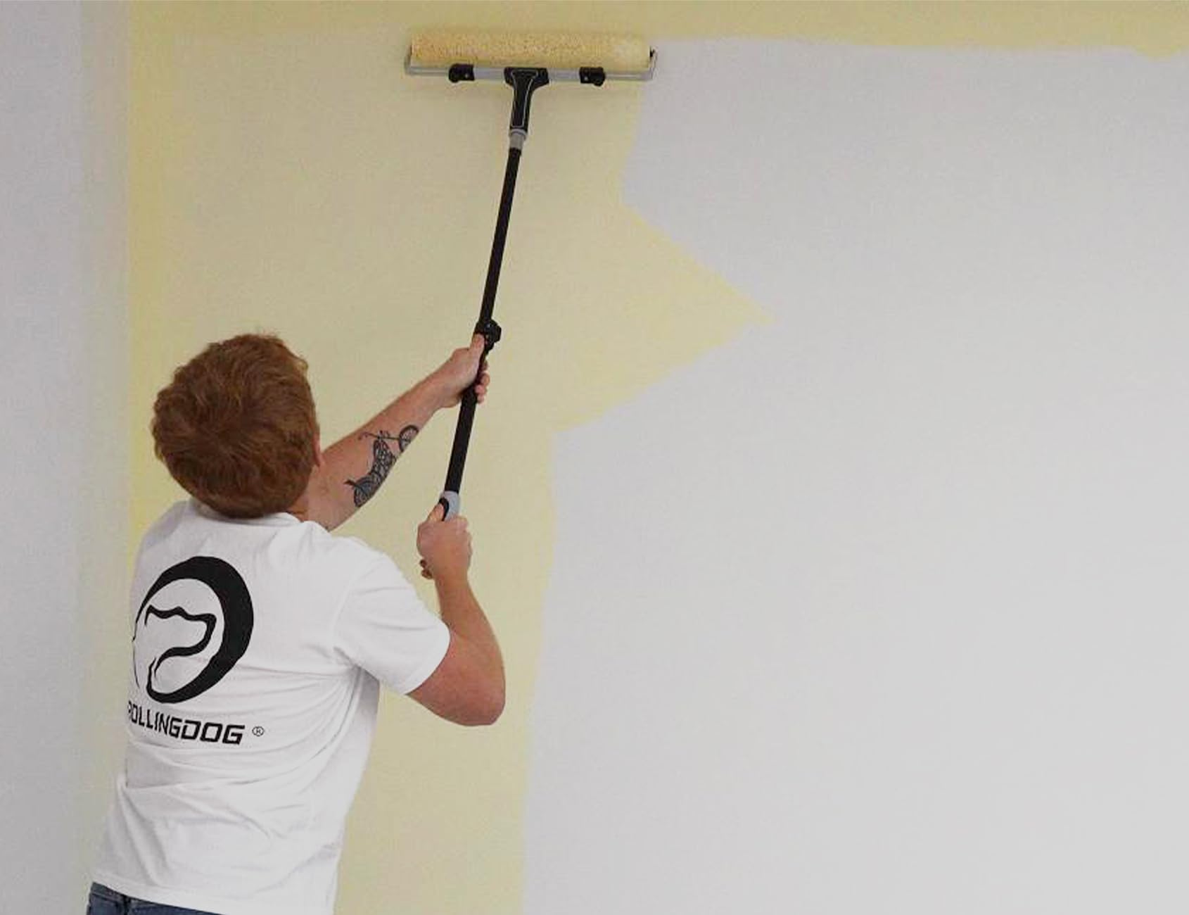 ROLLINGDOG 18 Inch Paint Roller Kit - Includes 18 Inch Frame, 2-3.2 Ft Extension Pole, Paint Bucket with Liners, 2 Microfiber Roller Sleeves & 4 Inch Roller Covers - Perfect for Walls, Ceilings & Large Painting Projects