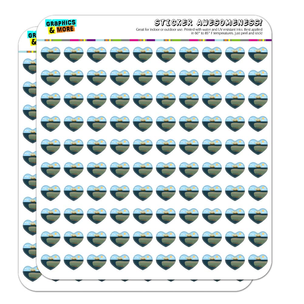 Whale Under Ship Heart-Shaped Planner Stickers - DIY Scrapbook & Calendar Decoration for Journaling, Bullet Journals, and Craft Projects