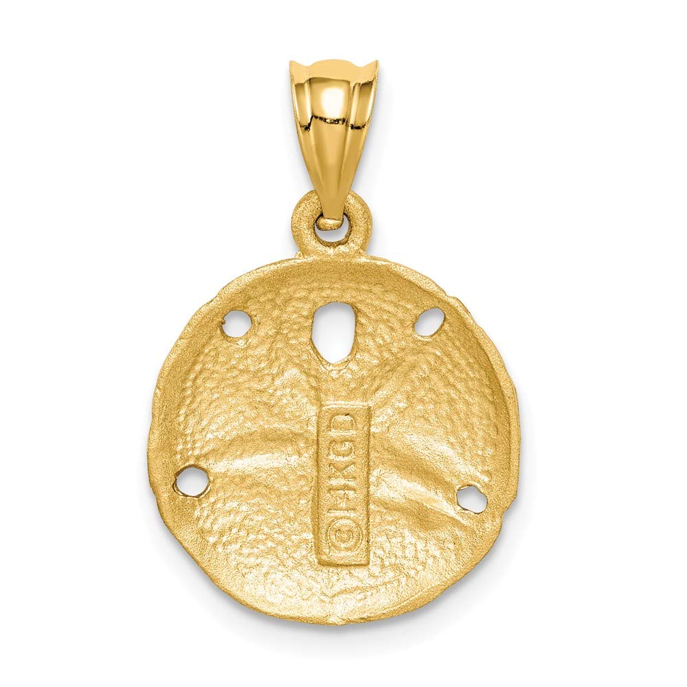 14K Yellow Gold Brushed & Diamond Cut Sand Dollar Pendant Necklace - Elegant Beach Jewelry for Women, Perfect for Vacation, Wedding & Everyday Wear