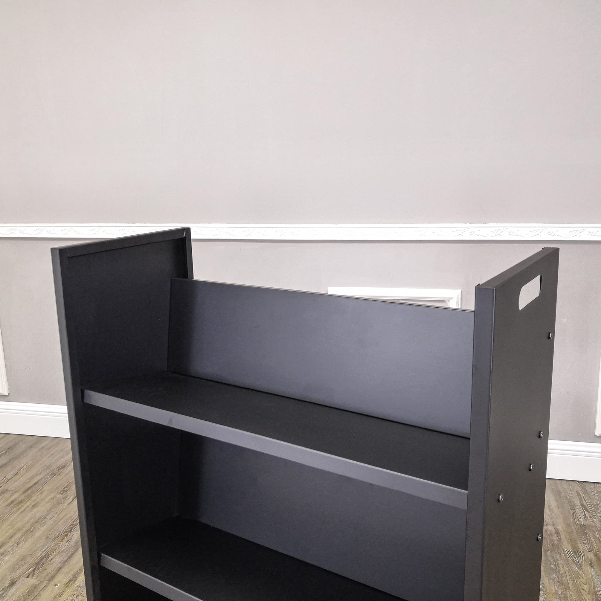 FixtureDisplays® Heavy Duty Metal Rolling Book Cart with Wheels - Library Book Truck, Mobile Book Trolley for School, Office & Home Organization - Pew Cart 11241-L-NEW