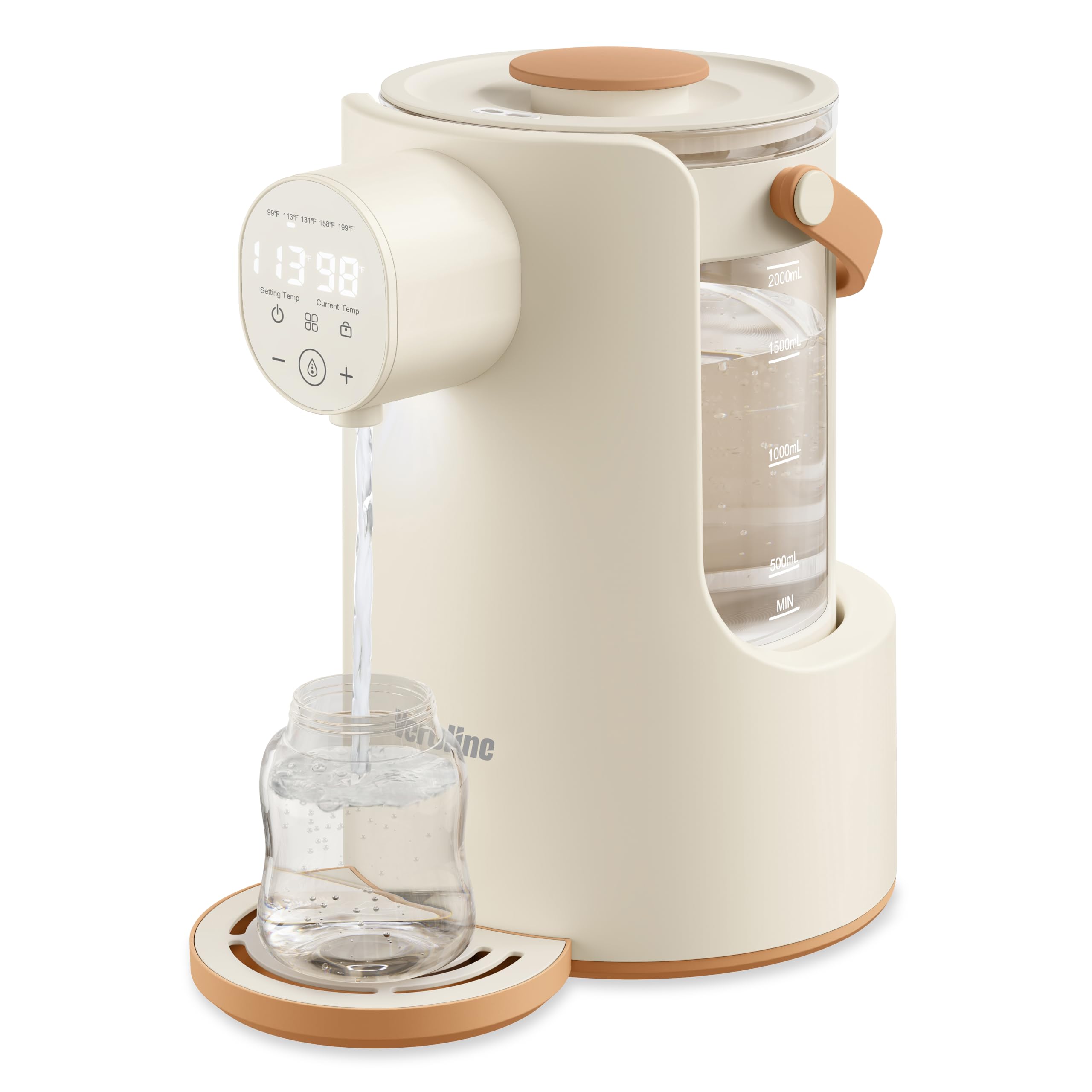 Instant Water Warmer for Baby Formula - 2L Hot Water Dispenser with 5 Temperature Settings, 24/7 Keep Warm & Night Light - Detachable Glass Tank for All Bottles - Perfect for Night Feedings, Travel & Nursery Use
