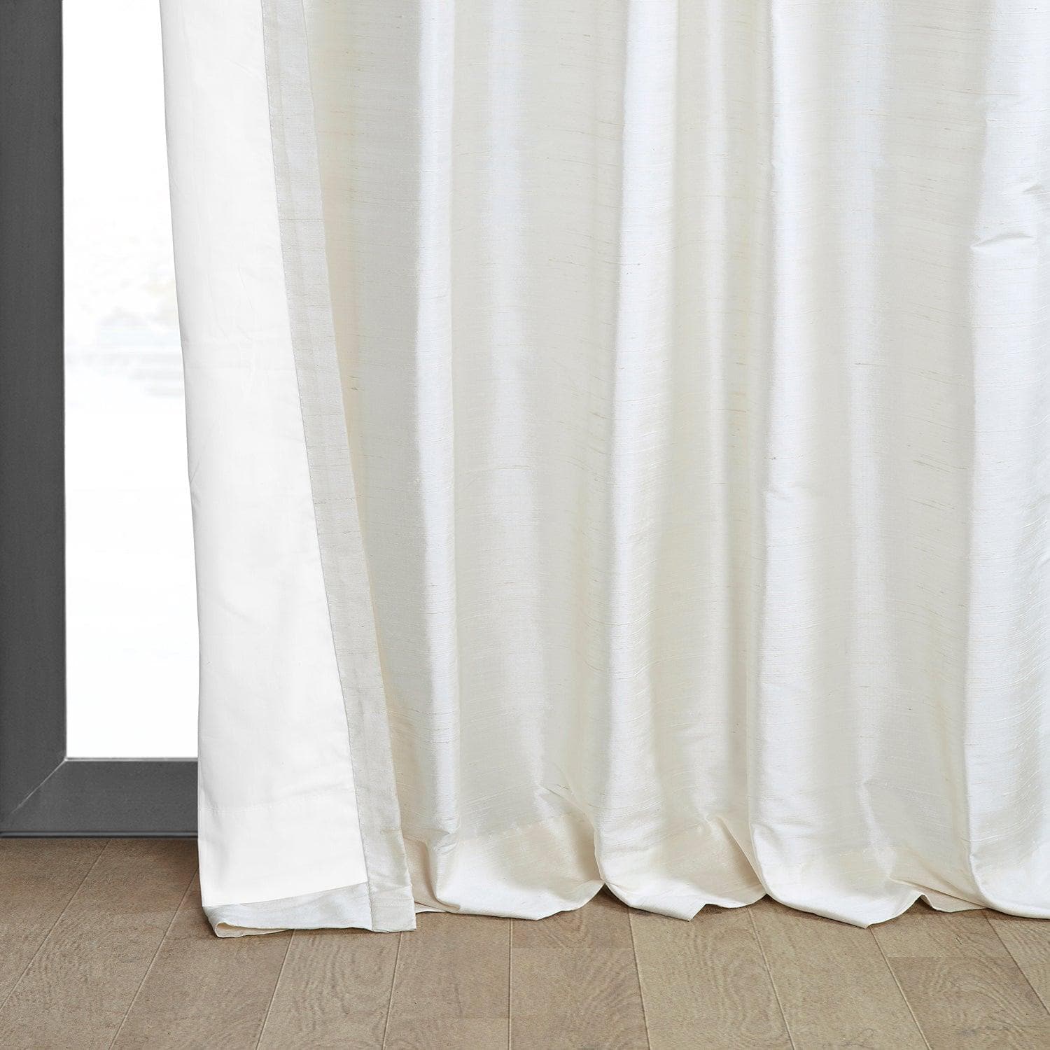 Luxury Lily White Textured Dupioni Silk Blackout Curtains for Bedroom & Living Room - Elegant Light Blocking Drapes for Home Decor & Privacy