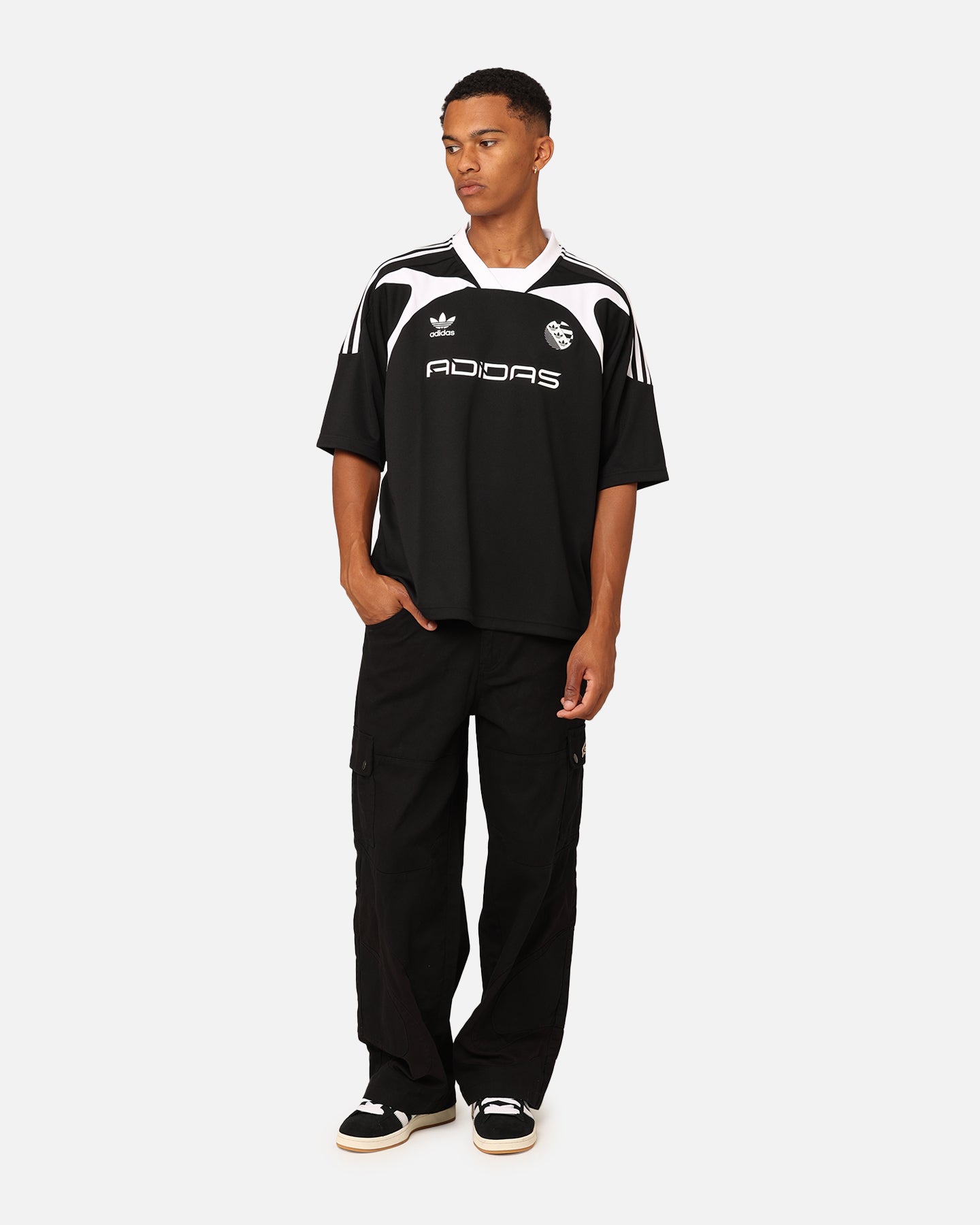 Adidas Oversized Short Sleeve Jersey T-Shirt for Men - Black Athletic Top for Basketball, Running & Casual Wear