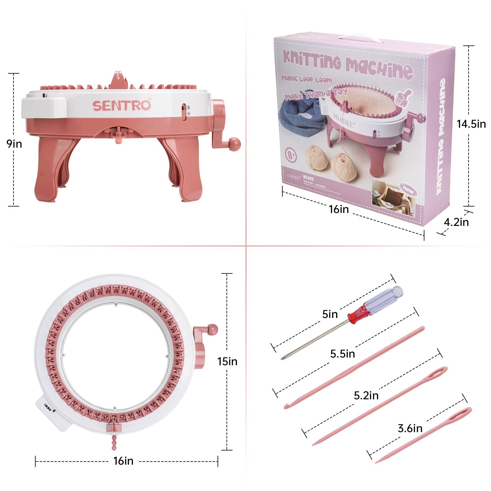 SENTRO 48 Needle Knitting Machine with Row Counter - Double Knitting Loom Kit for Adults | Smart Weaving Loom for Wool Yarn | Perfect for DIY Scarves, Hats & Home Decor Projects
