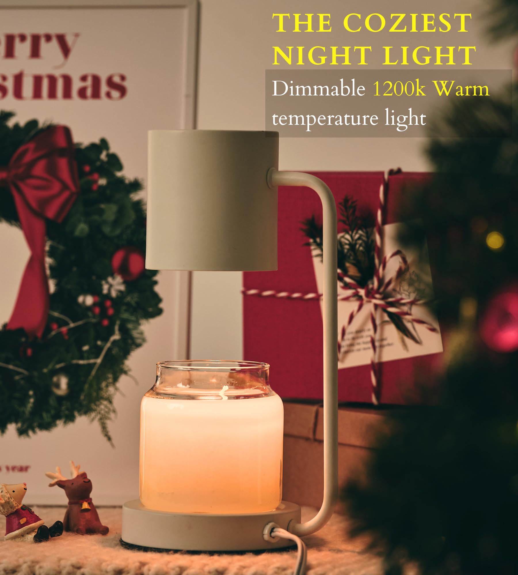Cozyberry® Querencia Candle Warmer Lamp - Dimmable Yankee Candle Jar Warmer for Large & Small Candles, 110-120V Metal Melter (White) | Perfect for Home Decor, Relaxation, and Aromatherapy