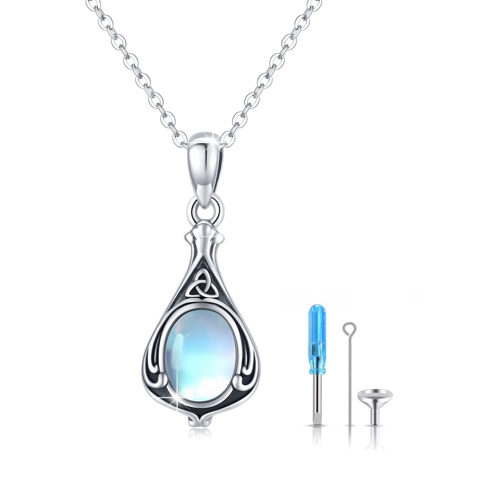 Sterling Silver Cremation Urn Necklace for Ashes - 925 Memorial Pendant Jewelry for Women, Men, Girls & Boys - Perfect for Keeping Loved Ones Close During Travel, Work & Special Occasions
