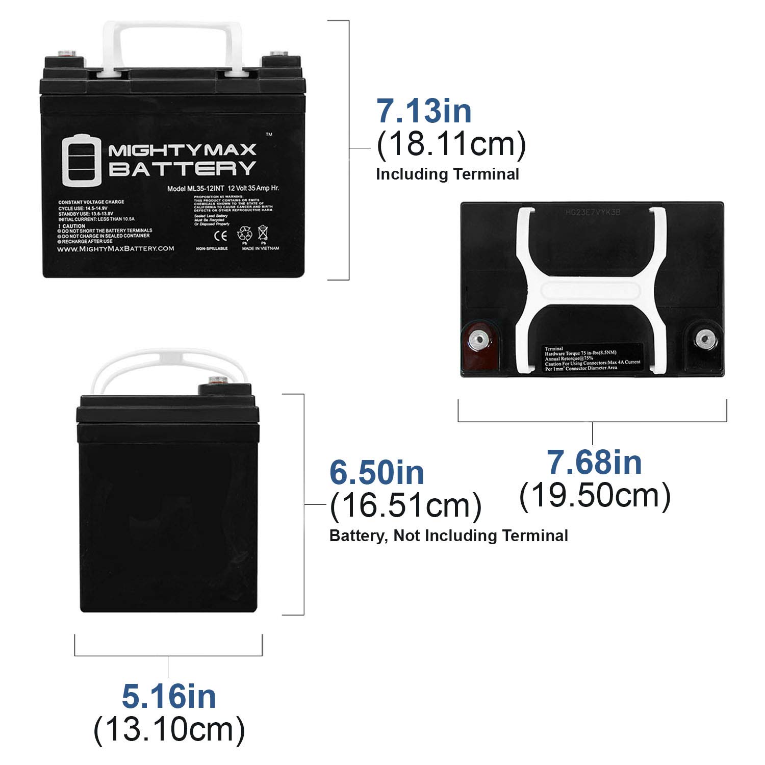 Mighty Max 12V 35AH Rechargeable AGM Battery - Replacement for VMAX V35-857 - Perfect for Solar Power Systems, UPS Backup & Marine Applications