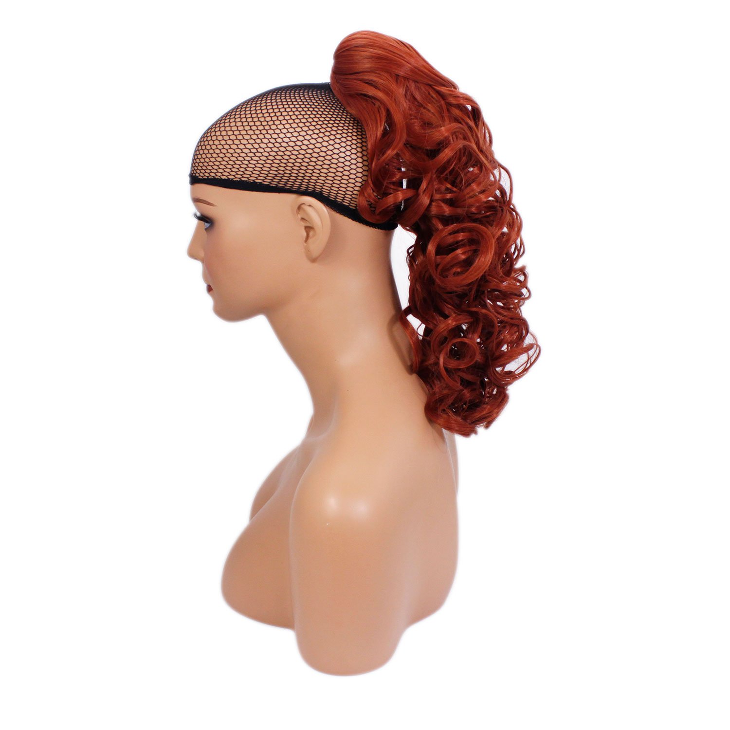 Copper Ponytail Claw Clip for Curly Hair - 17 Inch (43cm) Heat Resistant Hair Extension - Perfect for Parties, Weddings & Everyday Styling