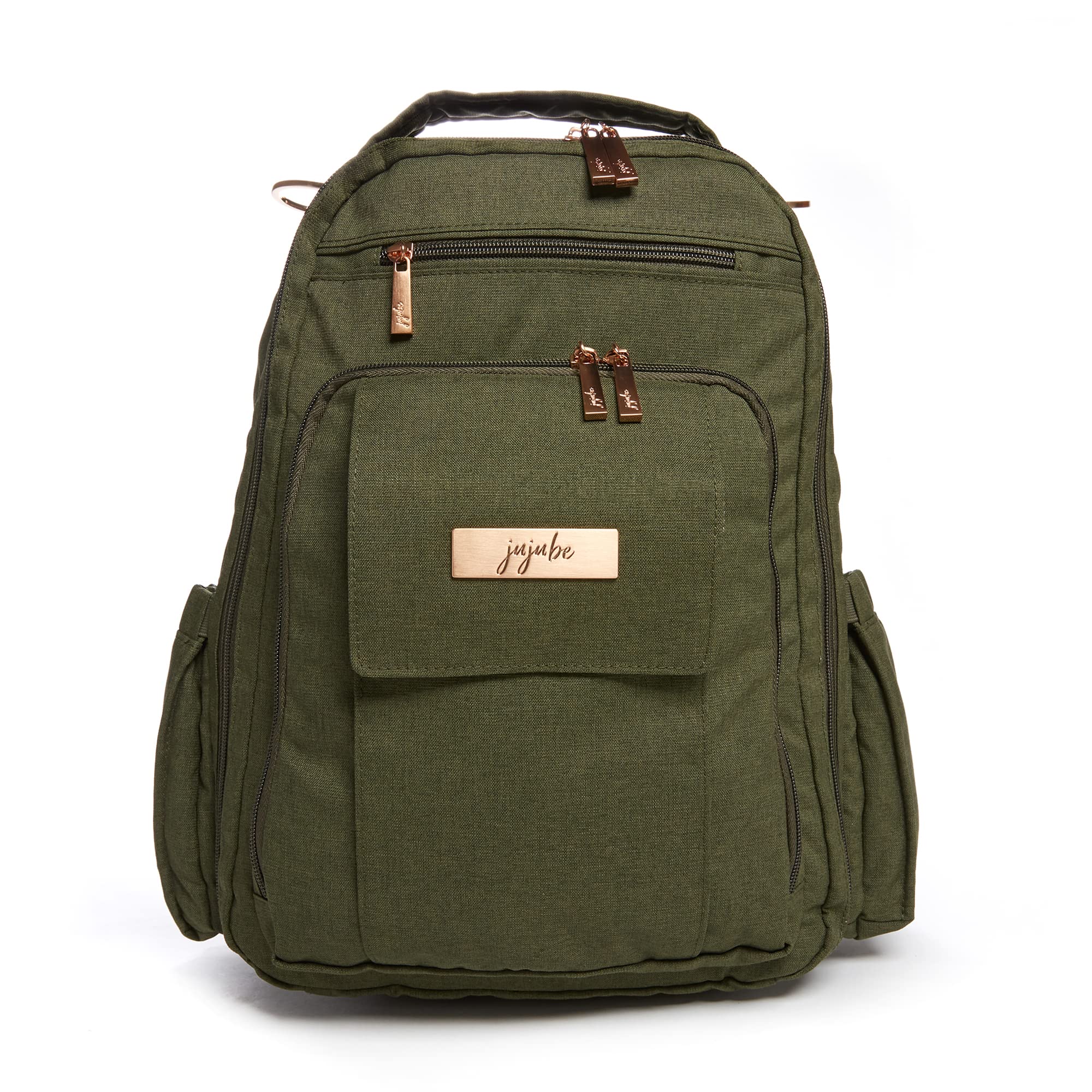 JuJuBe Diaper Bag Backpack for Moms - Large Travel Baby Bag with Portable Changing Pad, Stroller Hooks & Multiple Pockets | Perfect for Diapers, Bottles, Wipes & Essentials | Olive Green | Ideal for Daycare, Travel & Daily Use with Baby