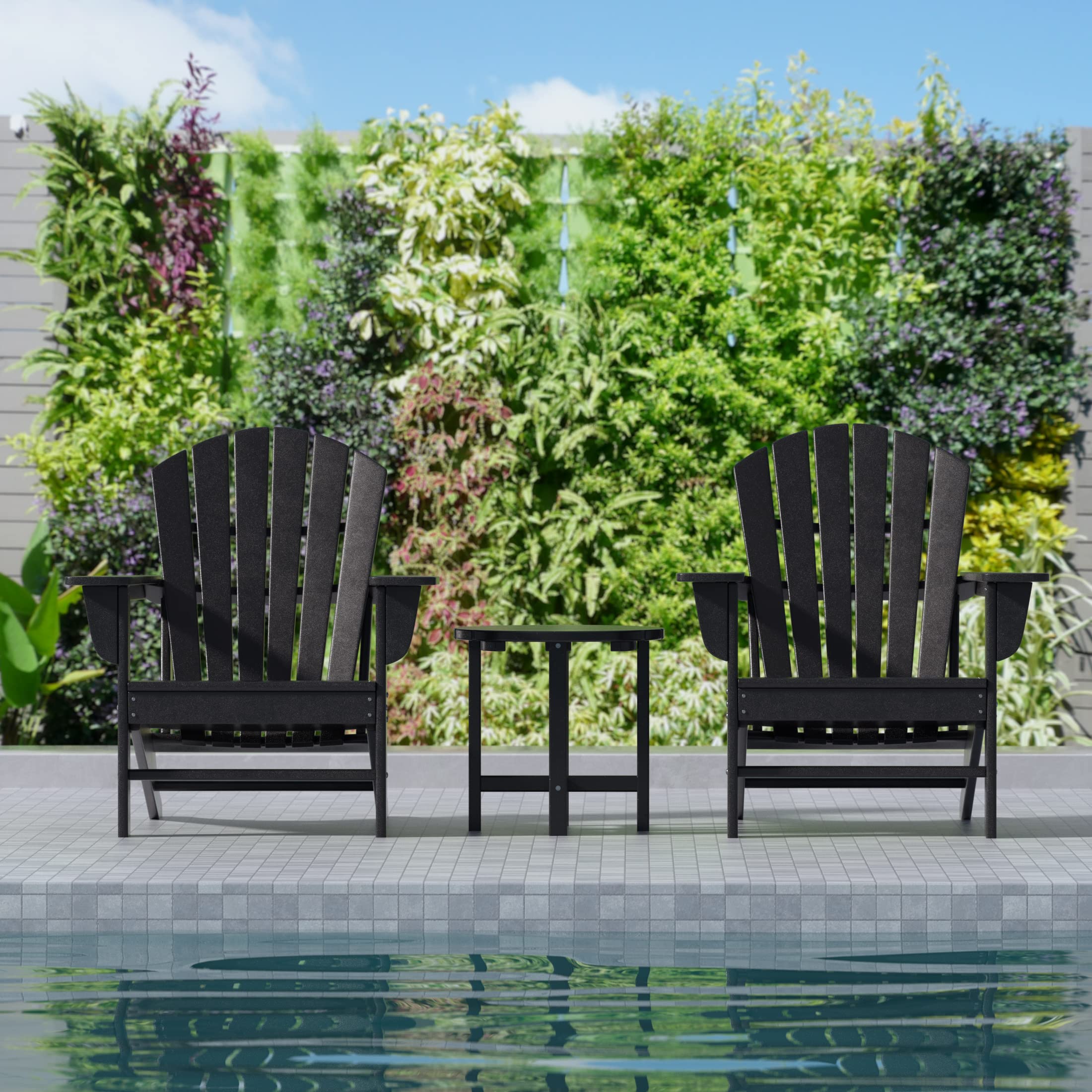Premium 2-Piece Outdoor Adirondack Chair Set with Side Table - Durable Poly Lumber Seating for Beach, Patio, Garden & Backyard - Classic Retro Loungers Perfect for Relaxing, Sunbathing & Outdoor Entertaining