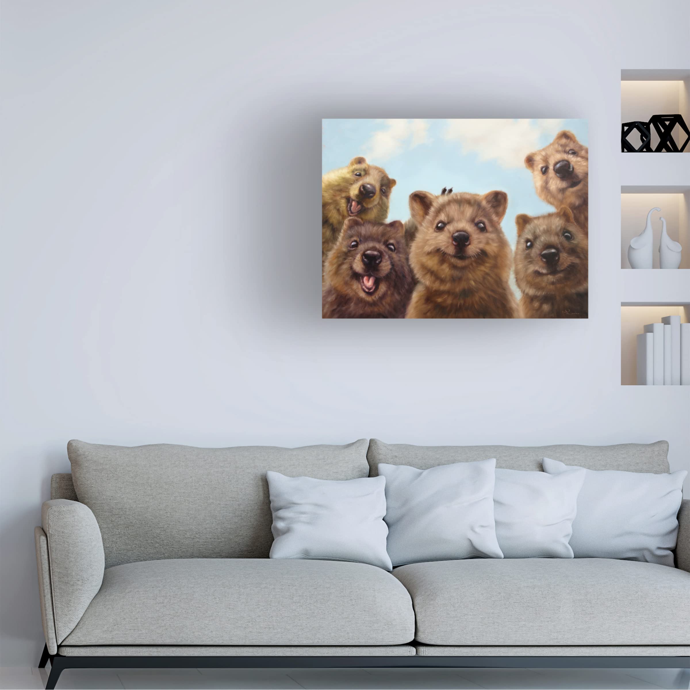 Lucia Heffernan 'Selfie Down Under No 2' Canvas Wall Art Print - Funny Animal Painting for Living Room, Bedroom & Office Decor
