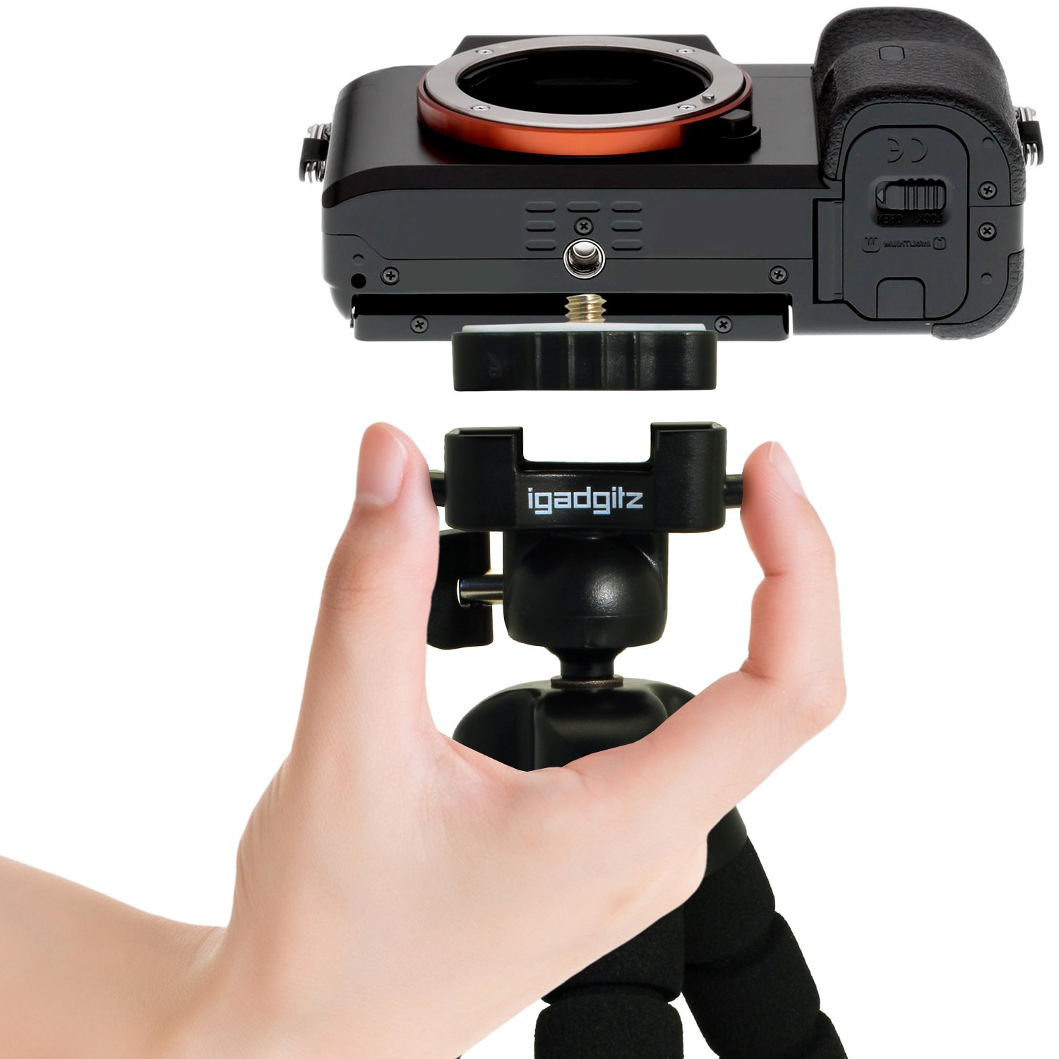 Lightweight Universal Flexible Foam Mini Tripod for DSLR Cameras with Quick Release Plate - Black | Portable Travel Tripod for Photography, Vlogging & Outdoor Shooting