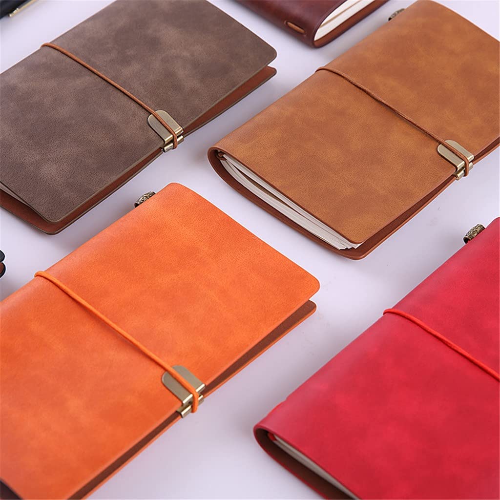 Handmade Vintage Leather Journal Notebook - A6 PU Leather Bound Writing Notebook, Sketchbook, Planner, Notepad (12x20cm) - Perfect for Daily Journaling, Creative Writing & Travel Scrapbooking
