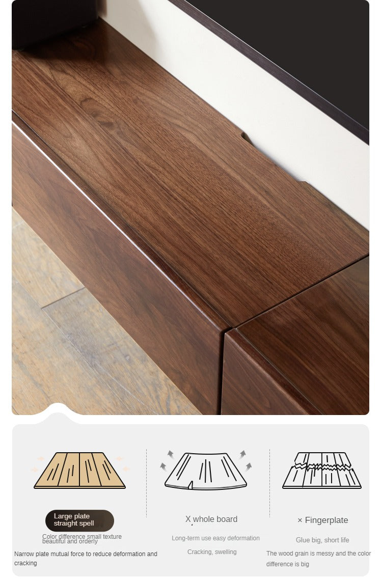 Black Walnut Solid Wood Floating TV Stand - Wall Mounted Entertainment Center for Living Room, Bedroom & Home Theater
