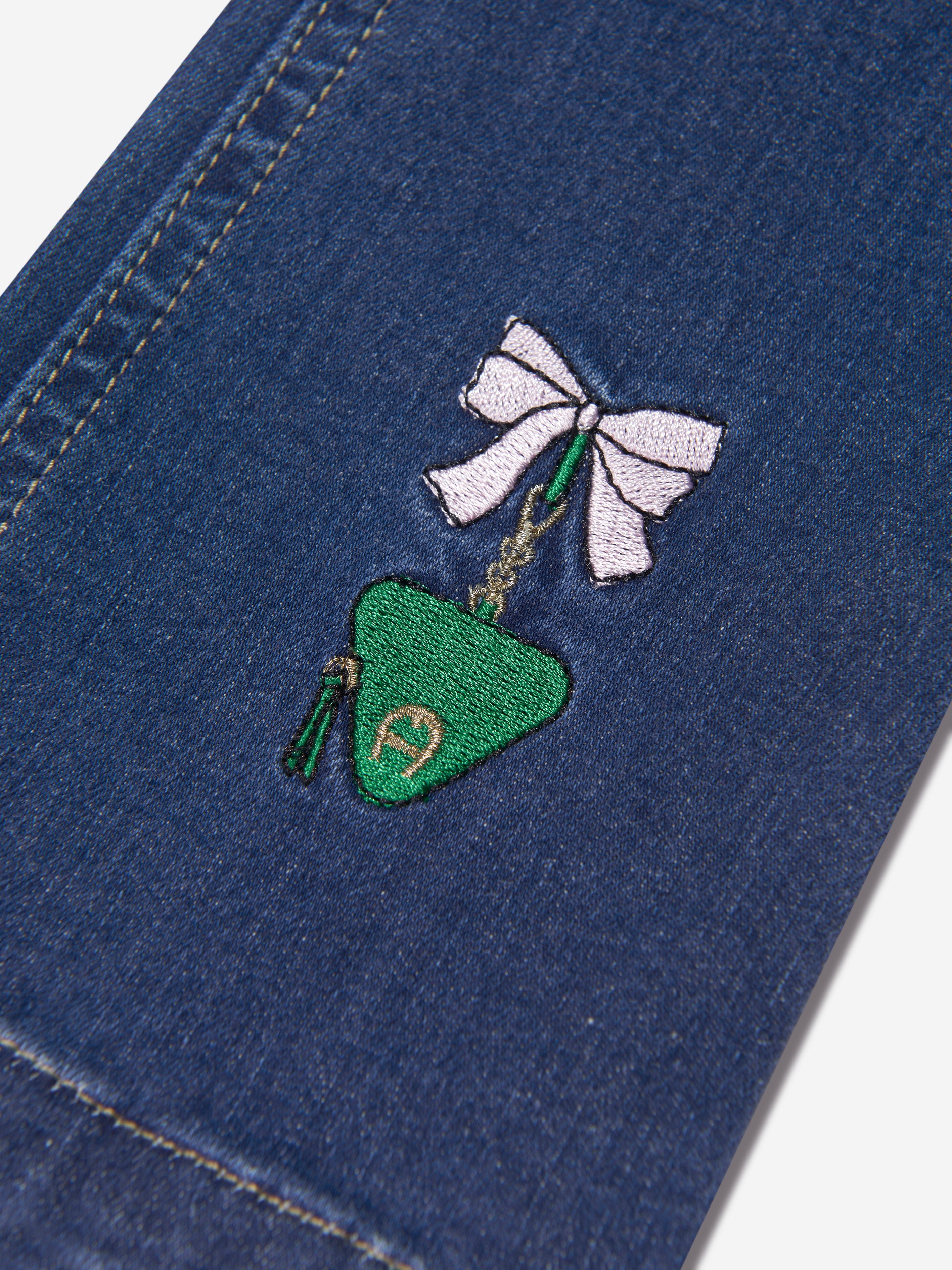 Aigner Girls Embroidered Flared Jeans - Blue Denim Pants for Kids | Stylish & Comfortable Jeans for School, Playdates & Casual Outings