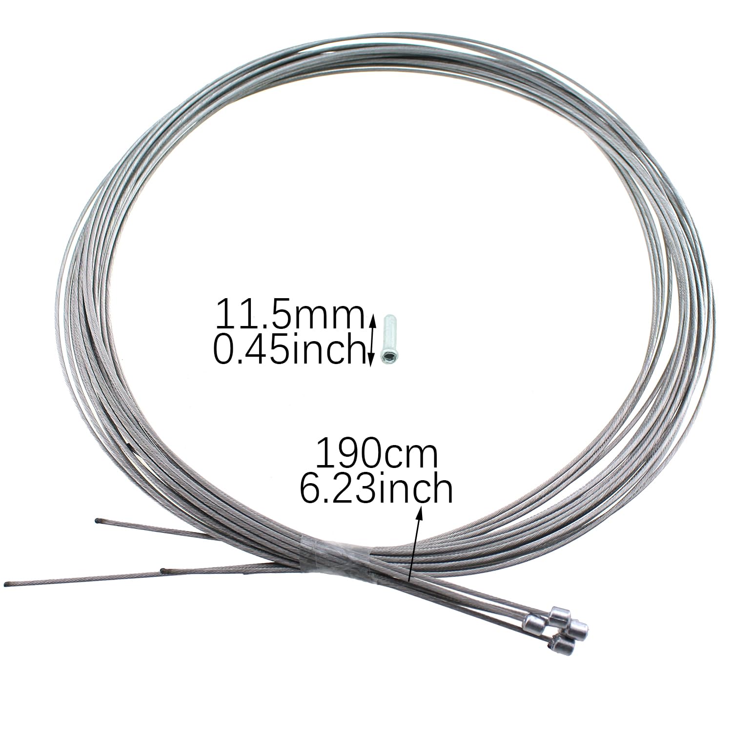 RLECS 5PCS 2m Stainless Steel Bicycle Derailleur Cable - Silver Rear Derailleur Replacement Cable with Core Cap for Mountain Bike, City Bike & Regular Bikes | Durable Shifting Performance for Commuting & Off-Road Cycling