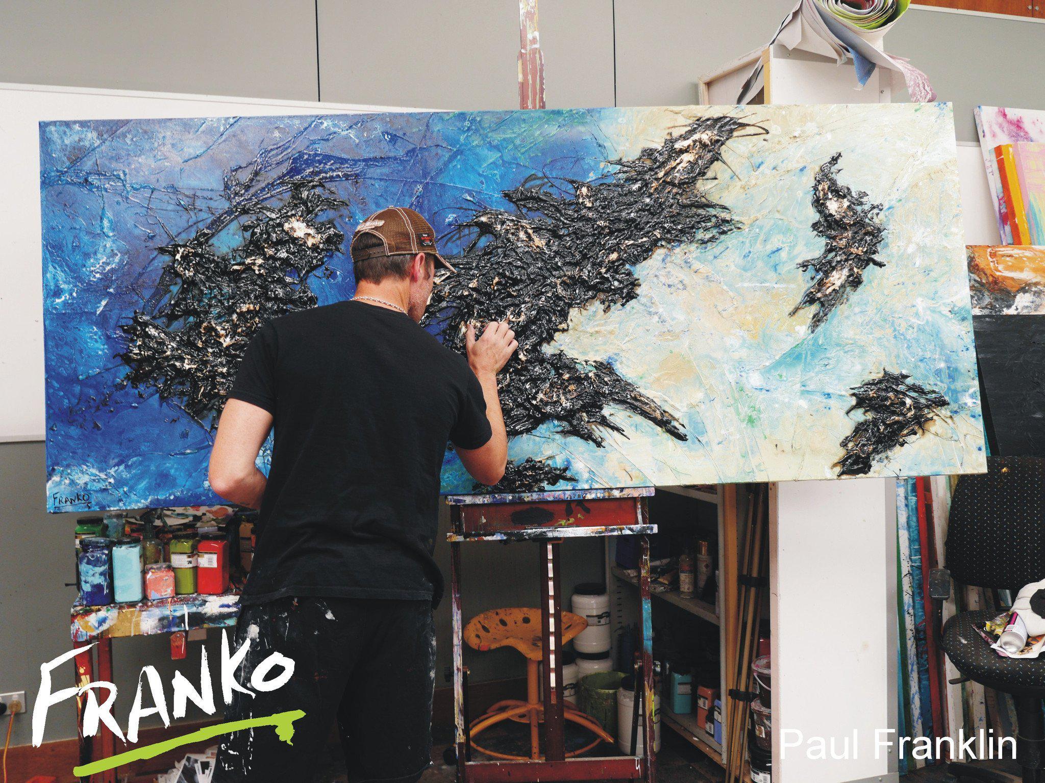 Blue Abstract Canvas Painting 240cm x 100cm - Modern Wall Art for Living Room & Office Decor - Dare To Dream Collection