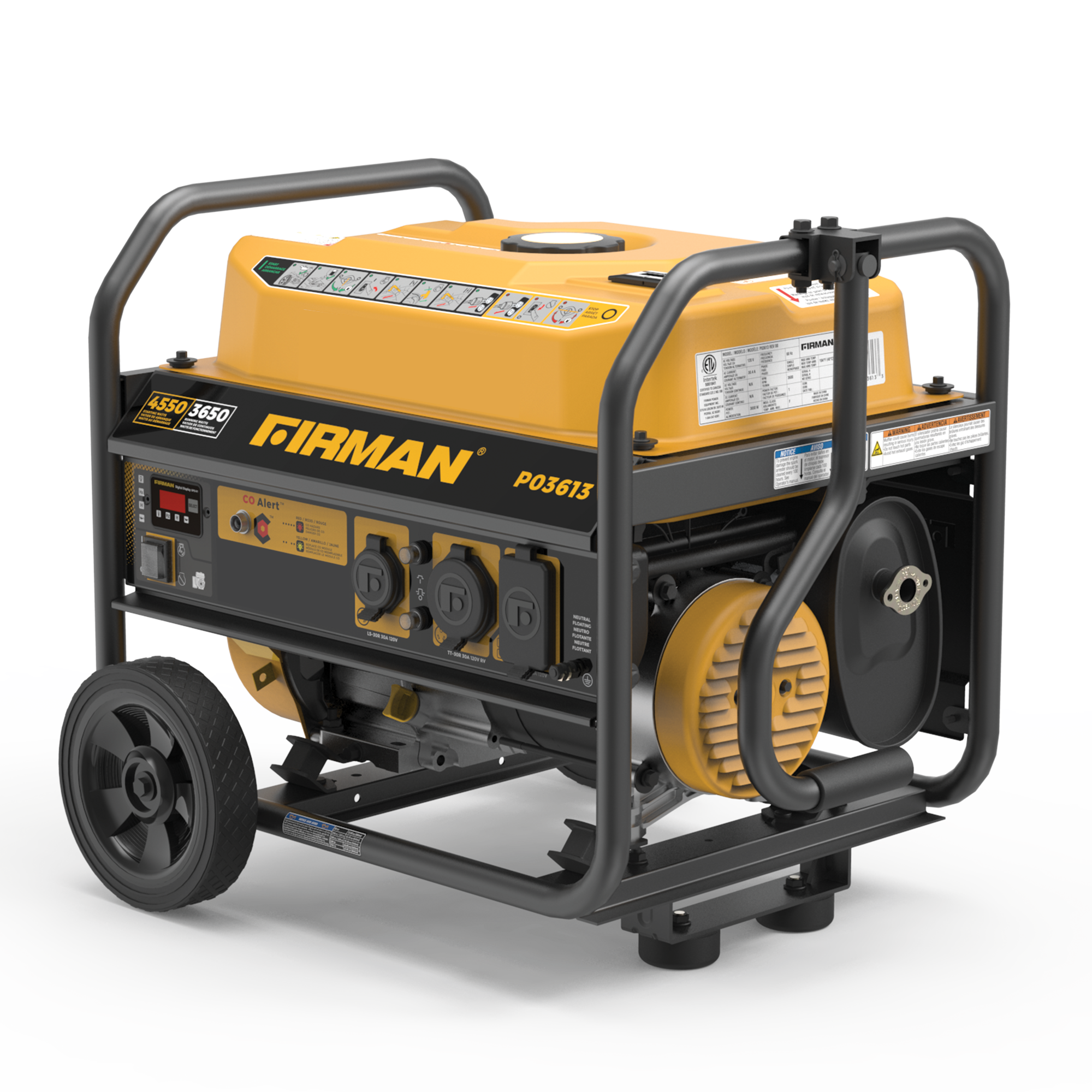4550W Portable Gas Generator with Recoil Start & CO Alert - 120V Power for Camping, Emergencies & Outdoor Events