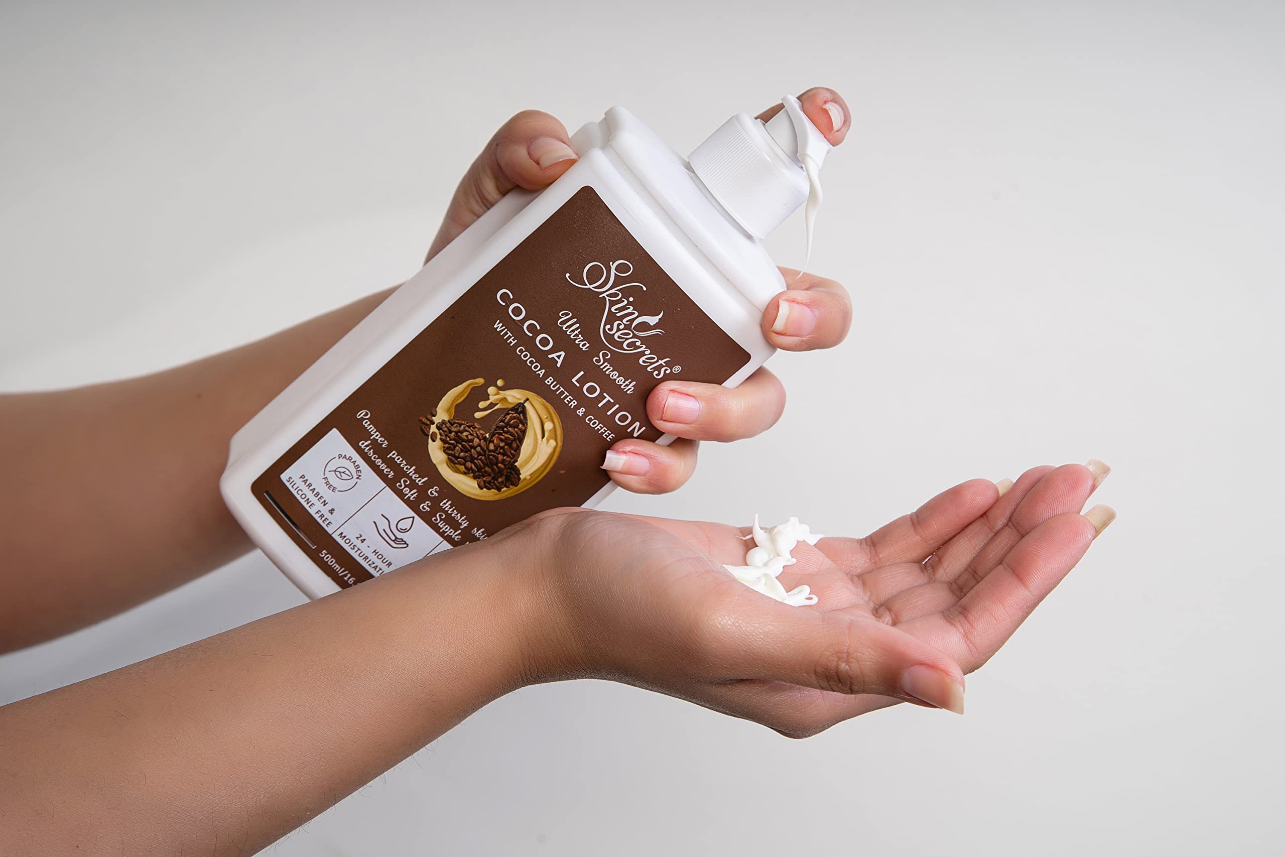 Skin Secrets Cocoa Butter Lotion - 500ml | Deeply Moisturizing & Nourishing Body Cream with Natural Cocoa Bean Extract | Paraben-Free, Silicone-Free | Perfect for Dry Skin Care & Daily Hydration