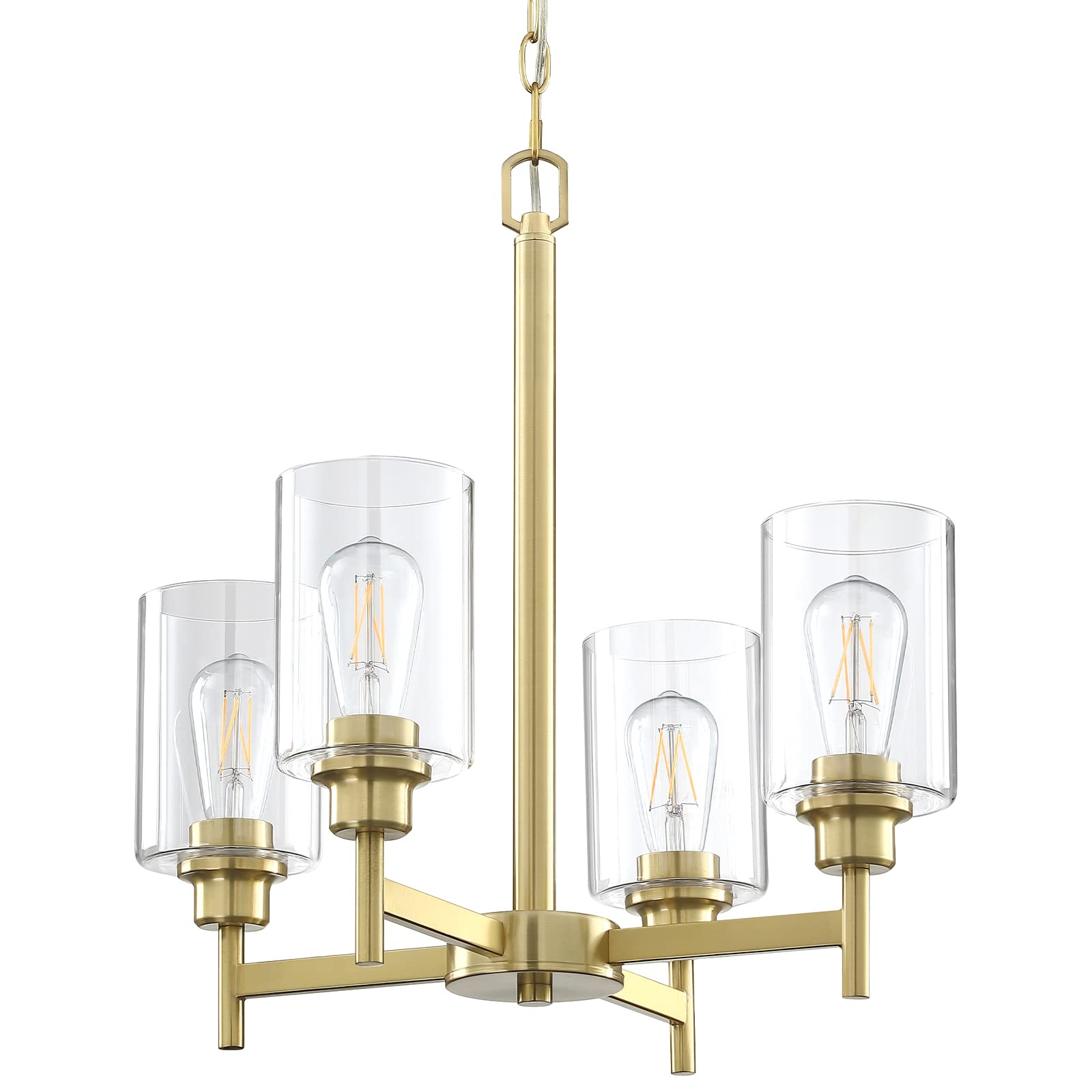 Doraimi 4-Light Brushed Bronze Chandelier - Classic Ceiling Light Fixture with Water Grain Glass Shade for Dining Room, Living Room, Bedroom | Elegant Lighting for Home Decor, Dinner Parties & Romantic Ambience