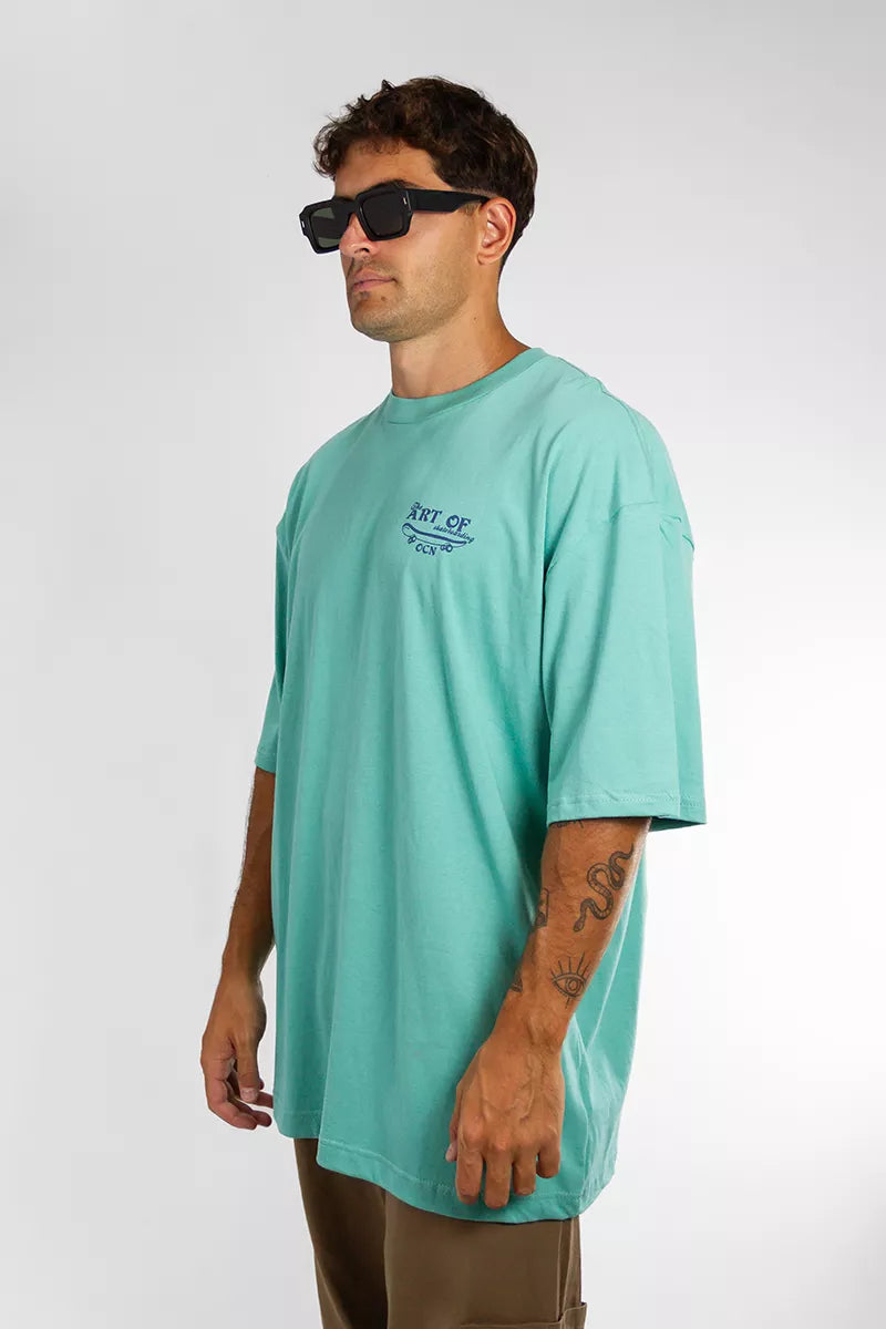 Original Oversize Green T-Shirt for Men - Premium Cotton Comfort Fit - Casual Streetwear & Everyday Wear (Size I7)
