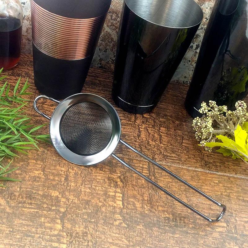 BarConic® Premium Gunmetal Fine Mesh Strainer - Ultra-Fine Kitchen Filter for Tea, Cocktails, and Cooking - Perfect for Home Bars & Professional Chefs