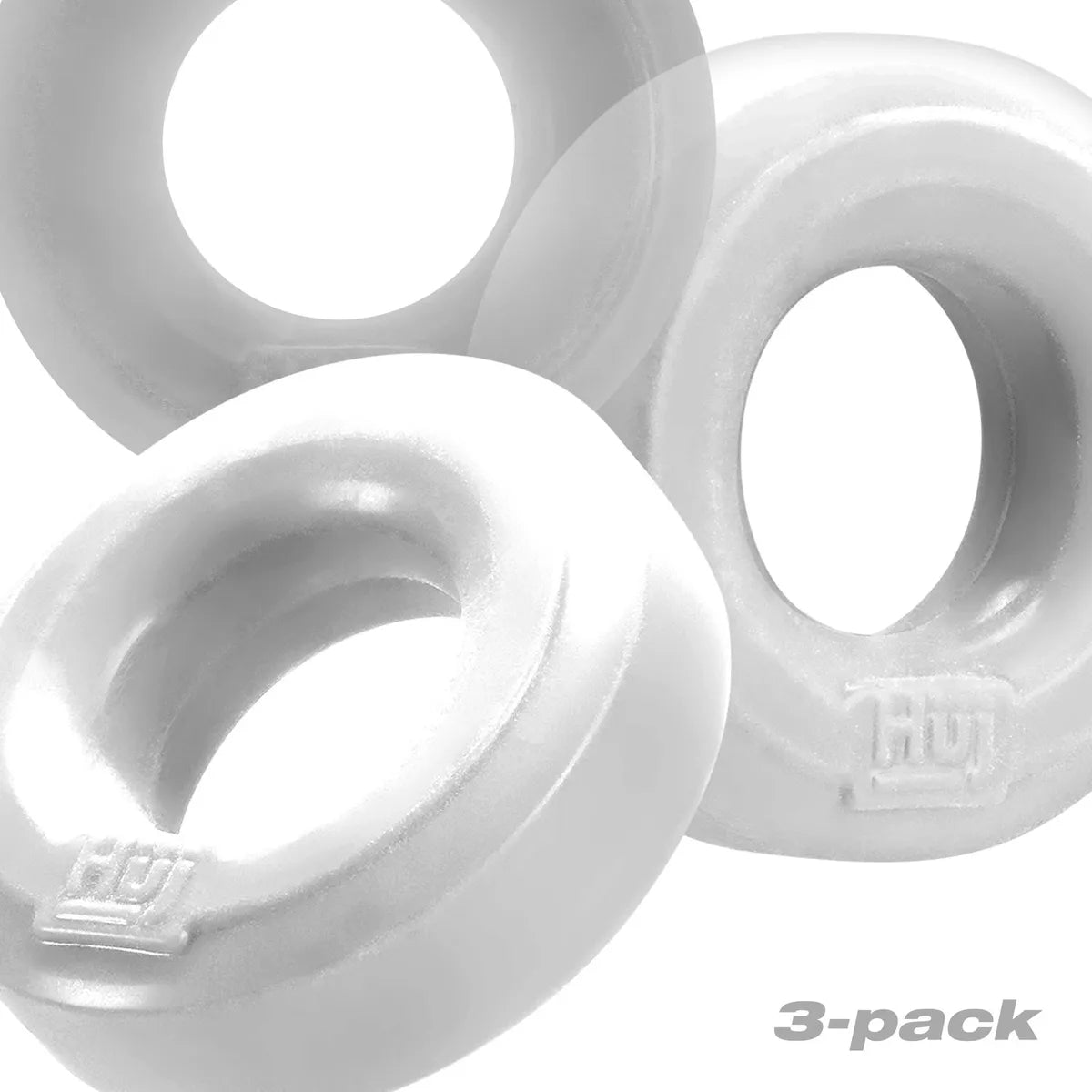HUJ Clear & White C-Ring 3-Pack - Durable Silicone Hair Ties for Women & Girls - Perfect for Ponytails, Braids, and Everyday Hairstyles
