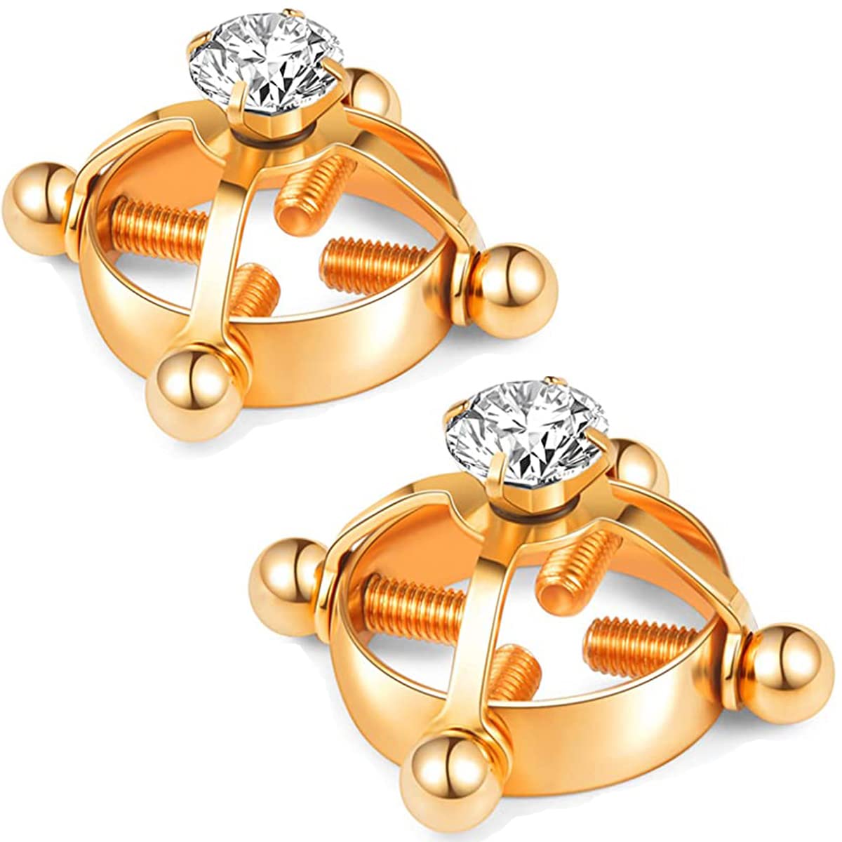 2pcs Fake Nipple Rings for Women - Surgical Steel Body Jewelry with Cubic Zirconia, Shield Barbell Bar Piercing - Perfect for Parties, Cosplay & Everyday Wear