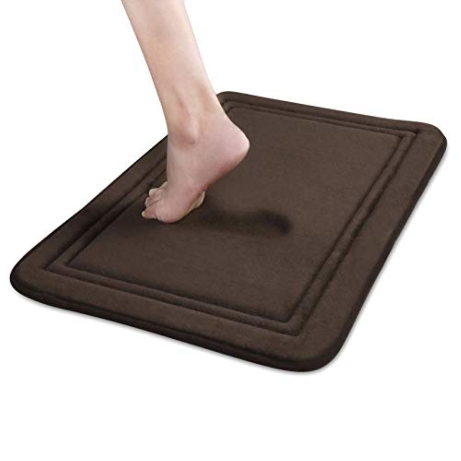 ITSOFT Memory Foam Bath Mat 59x23 Inch - Non-Slip Quick Dry Absorbent Bathroom Rug - Machine Washable Shower Mat for Tub & Bathroom Floor - Chocolate Brown - Perfect for Spa-Like Bathroom Comfort & Safety