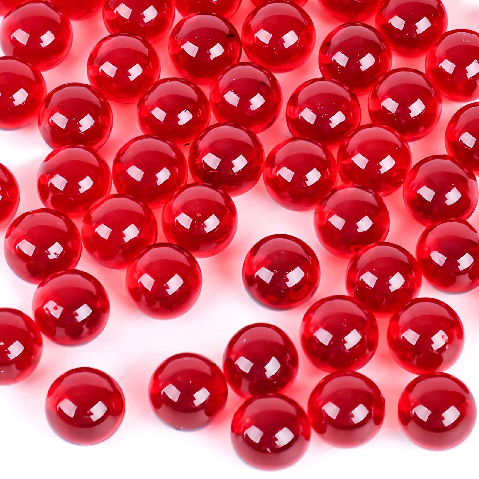 DomeStar 1LB Bulk Glass Marbles - 0.63 Inch Vase Fillers, Decorative Red Glass Beads for Home Decor, Centerpieces, Floral Arrangements & DIY Crafts