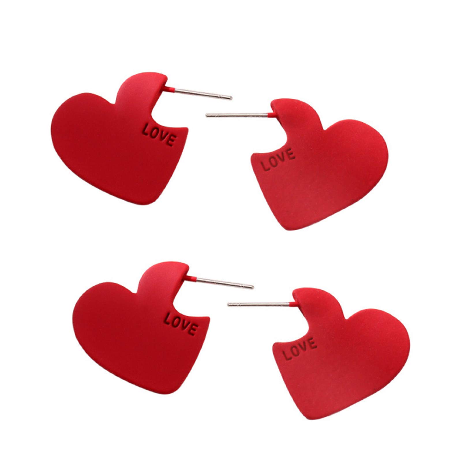 Women's Small LOVE Heart Alloy Stud Earrings Set - 1/2 Pairs Trendy Party Club Jewelry Gift for Women & Girls | Perfect for Date Night, Birthday Gifts & Everyday Wear