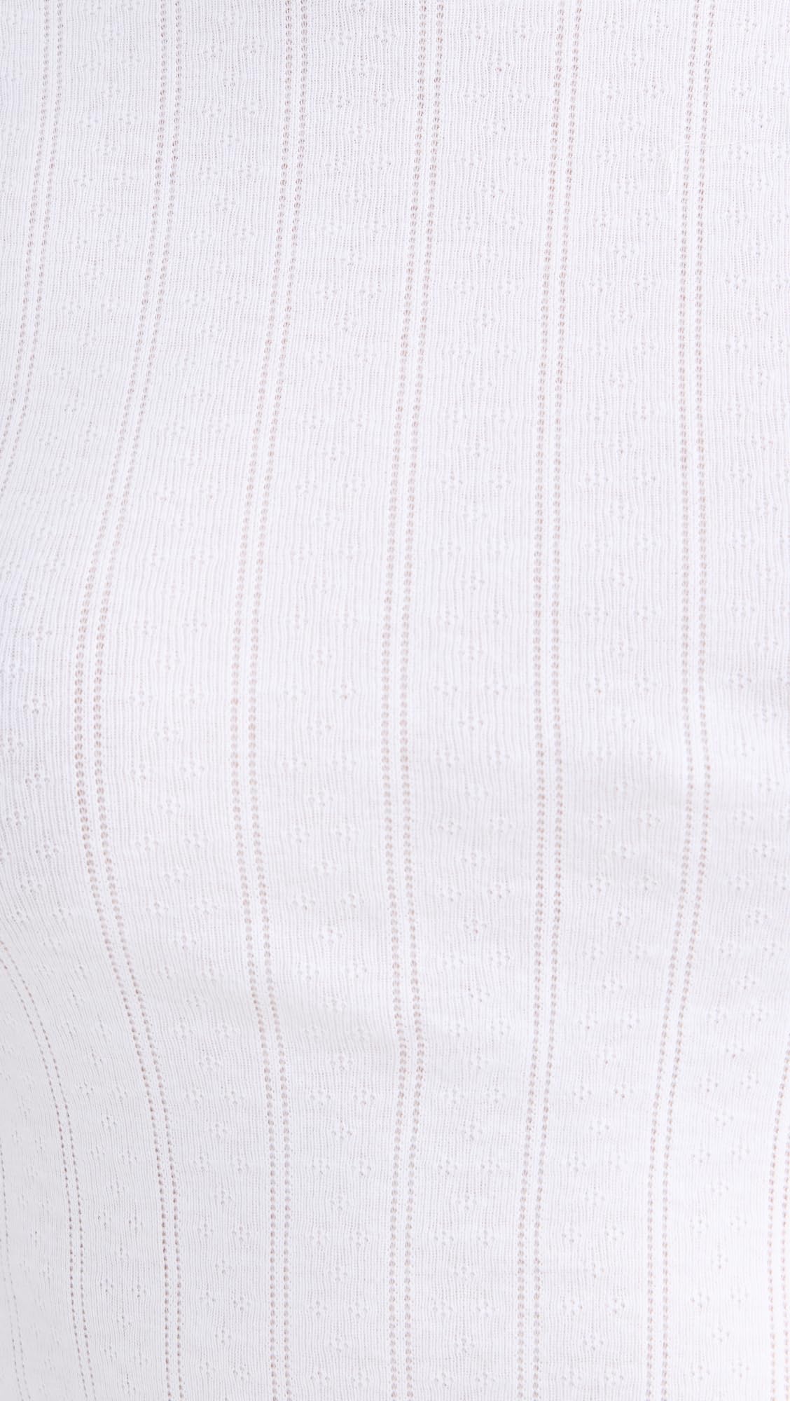 Perfect White Tee Women's Leah Pointelle Long Sleeve Top - Soft & Breathable Knit Shirt for Casual Wear, Office Outfits & Layering