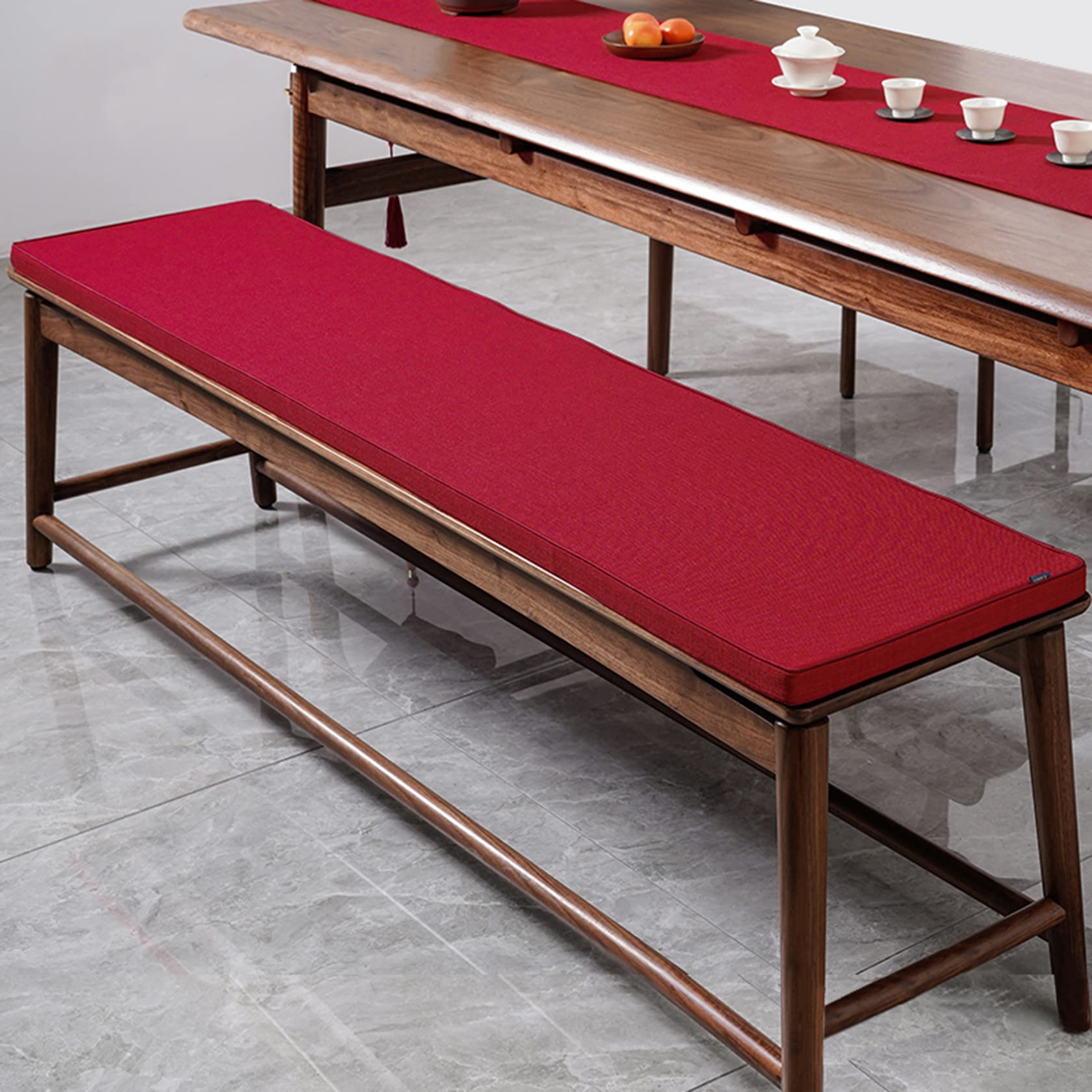 Custom Bench Cushion - High Density Memory Foam Seat Pad with Washable Linen Cover, Non-Slip Furniture Cushion for Shoe Bench, Window Seat, Piano Bench & Dining Chairs (Red, Custom Size) - Perfect for Home Decor, Comfortable Seating & Stylish Accents