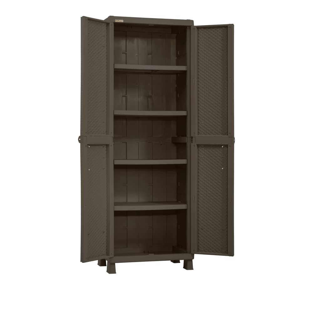 Brown Resin Wicker Storage Cabinet - Large Rattan Organizer for Patio, Living Room, Bedroom & Bathroom | Weather-Resistant Outdoor Indoor Furniture