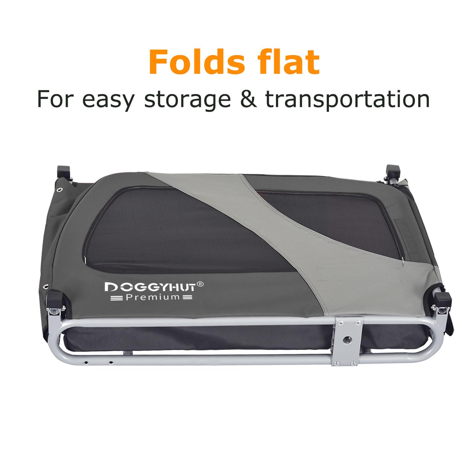 DOGGYHUT® Premium Large Dog Bike Trailer for Medium to Large Dogs - Heavy Duty 78 lbs Capacity Pet Bicycle Carrier with Low Center Gravity & Easy Fold Frame - Perfect for Cycling Adventures, Park Trips and Outdoor Exercise with Your Dog