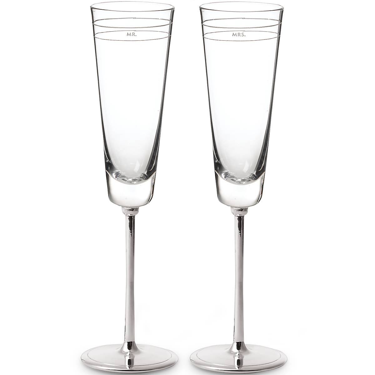 Darling Point Mr. and Mrs. 2-Piece Champagne Flutes Set - Elegant Wedding Toast Glasses for Anniversary & Romantic Celebrations